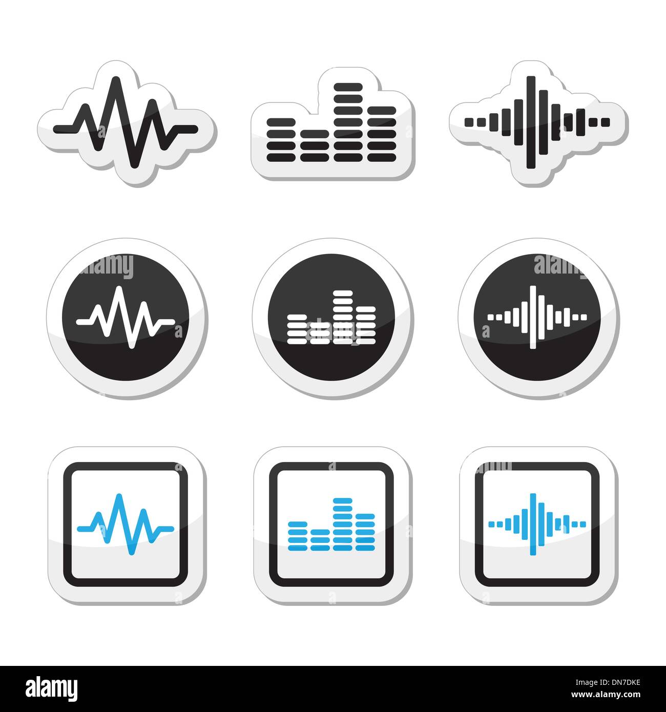 Soundwave musica vettore set di icone Illustrazione Vettoriale