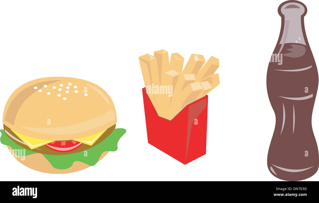 Food Burger Fries Drink Illustrazione Vettoriale