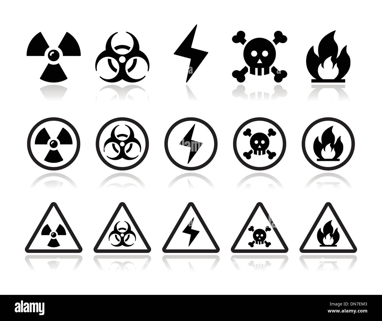 Pericolo, Attenzione set di icone Illustrazione Vettoriale