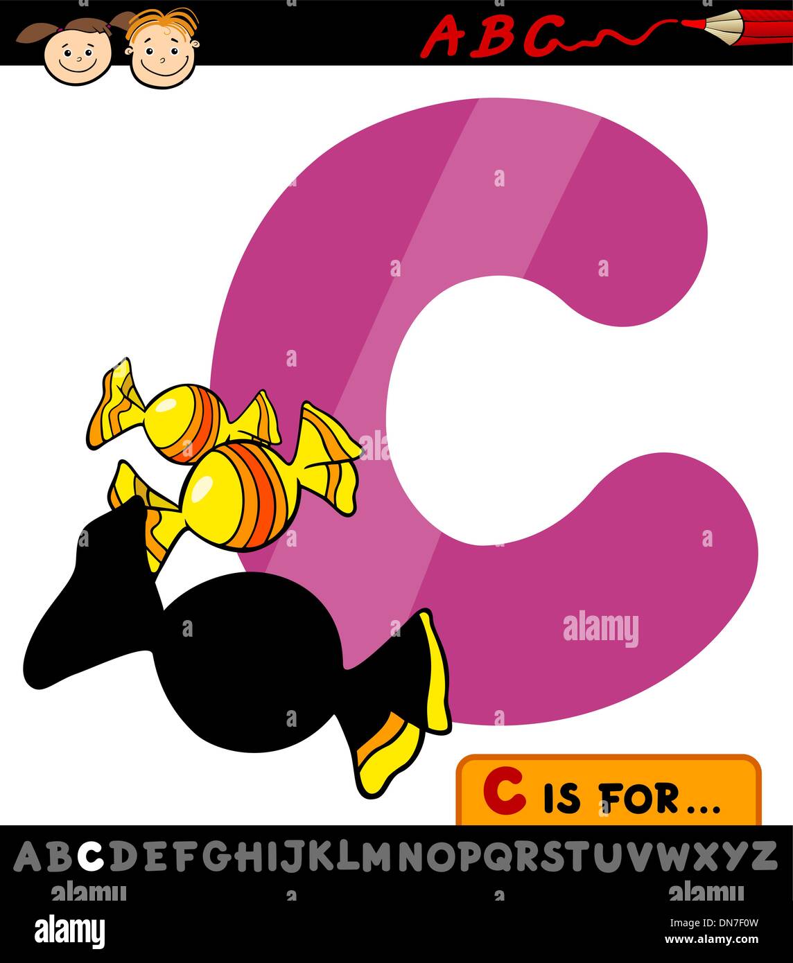 Lettera c con la caramella cartoon illustrazione Illustrazione Vettoriale