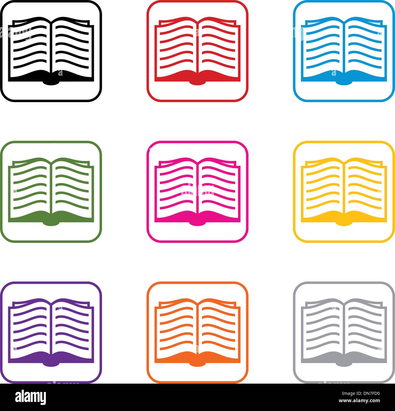Set di vettore dei simboli del libro Illustrazione Vettoriale