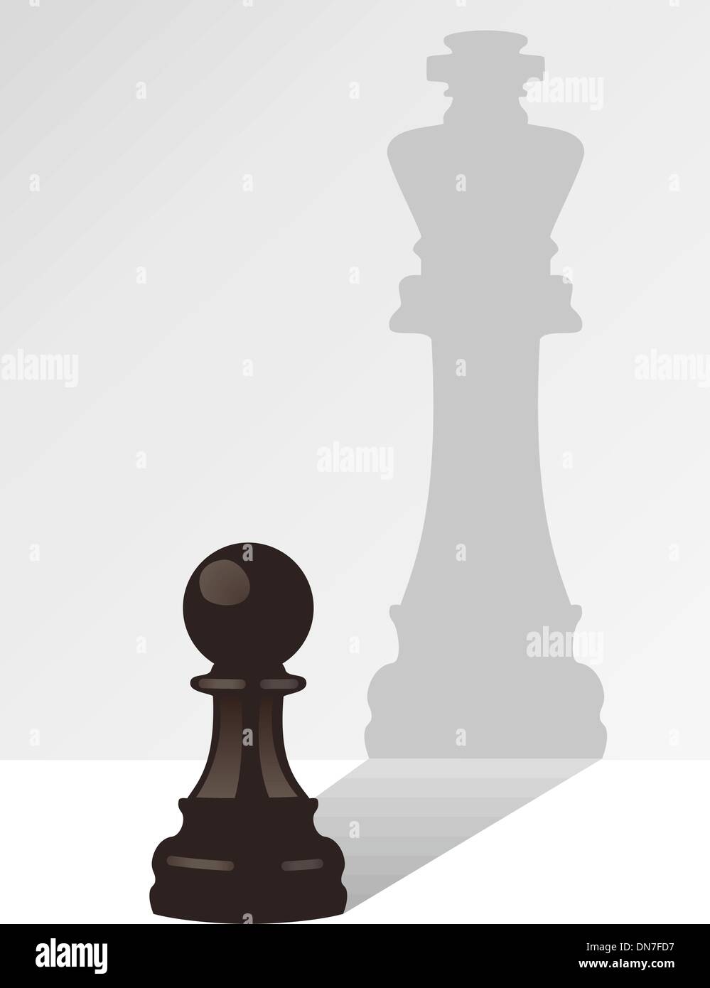 Vettore pedina di scacchi con l'ombra di un re Illustrazione Vettoriale
