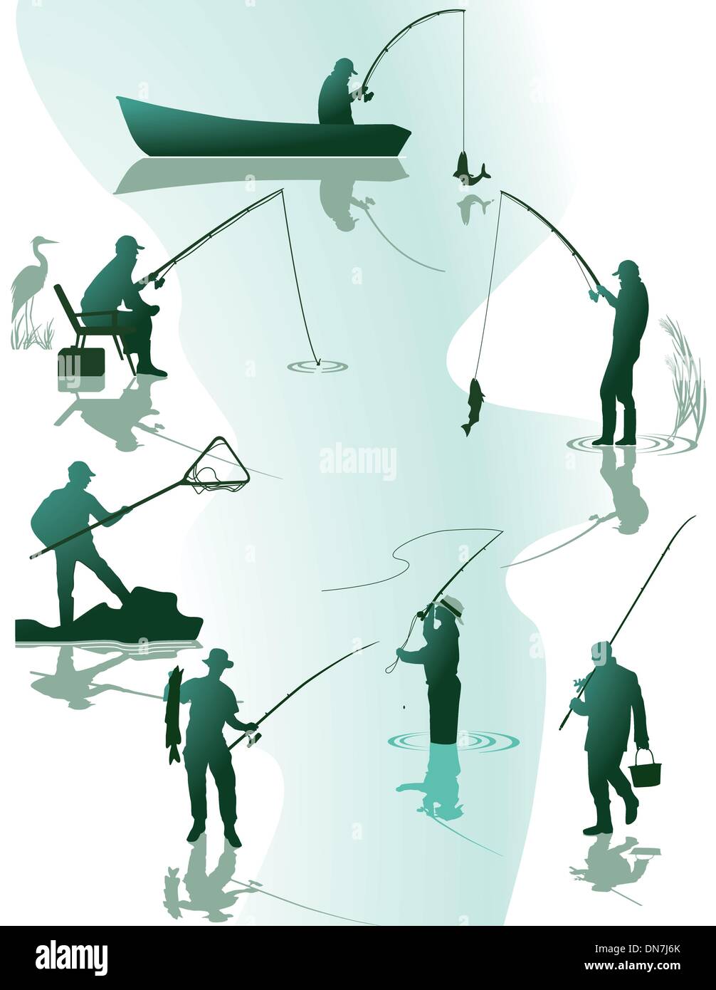 La pesca e la pesca Illustrazione Vettoriale