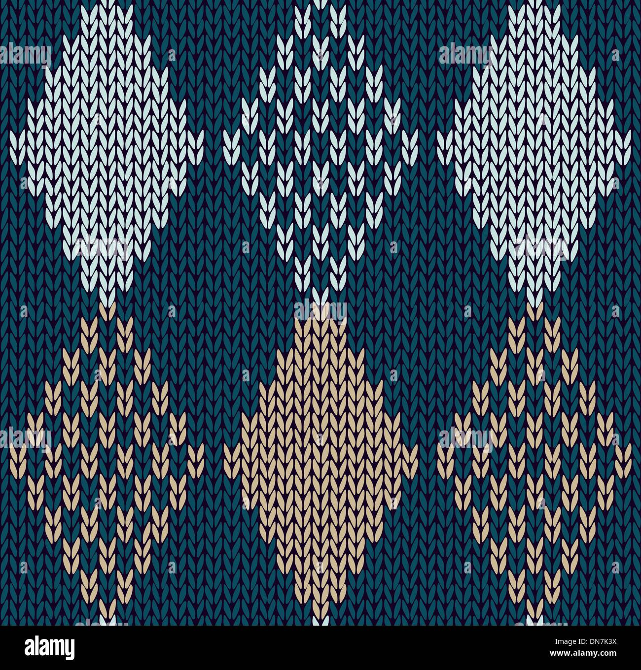Lo stile Blu senza cuciture colore ornamento a maglia Illustrazione Vettoriale