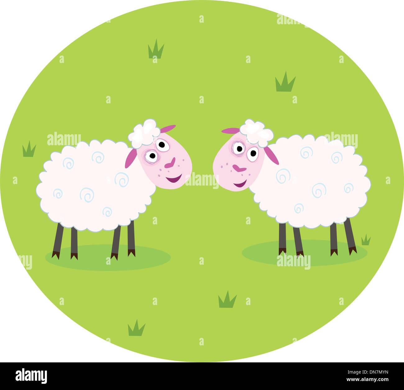 Due pecore bianche Illustrazione Vettoriale