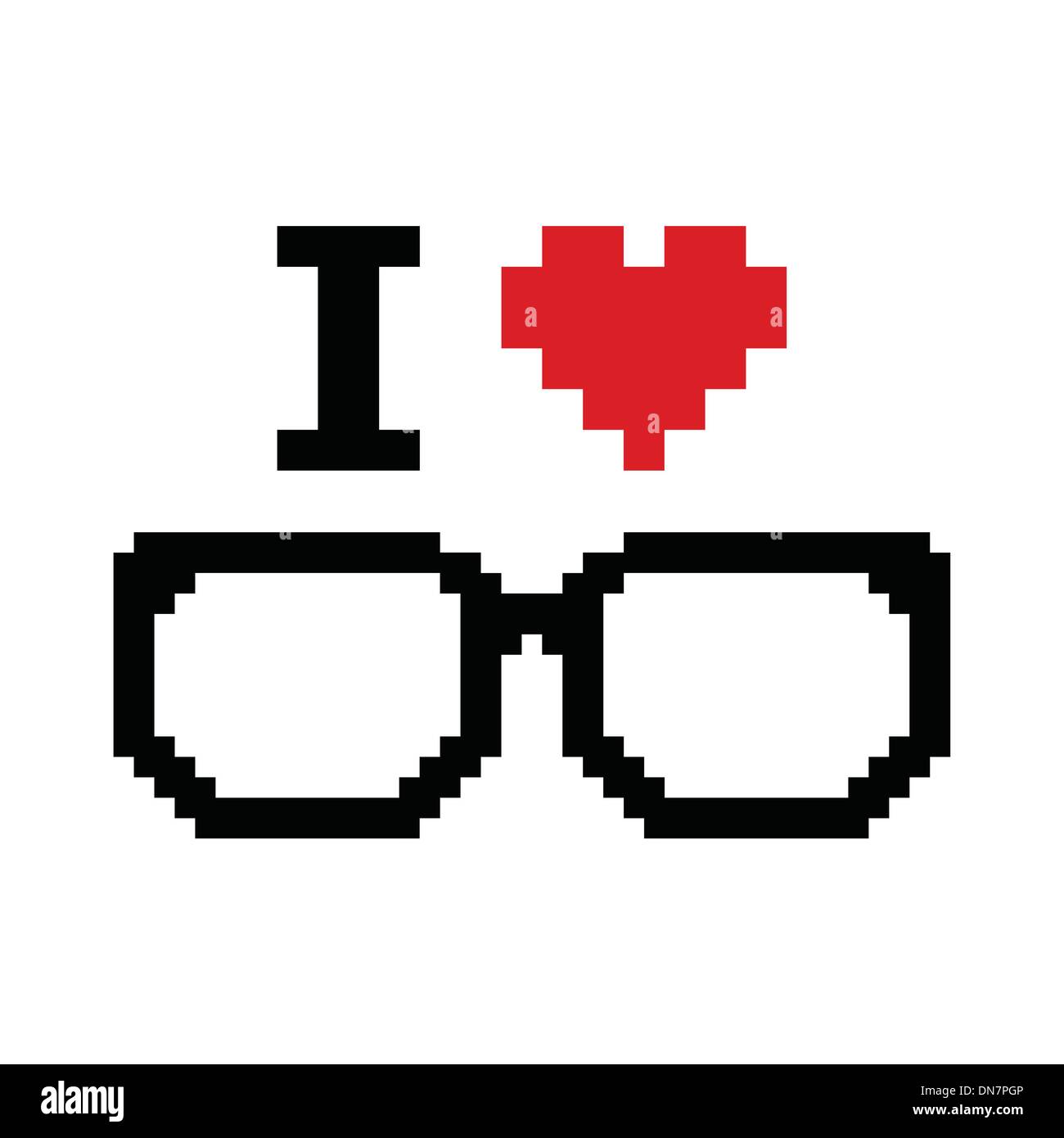 Io amo i geek disturbato, insegna retrò Illustrazione Vettoriale