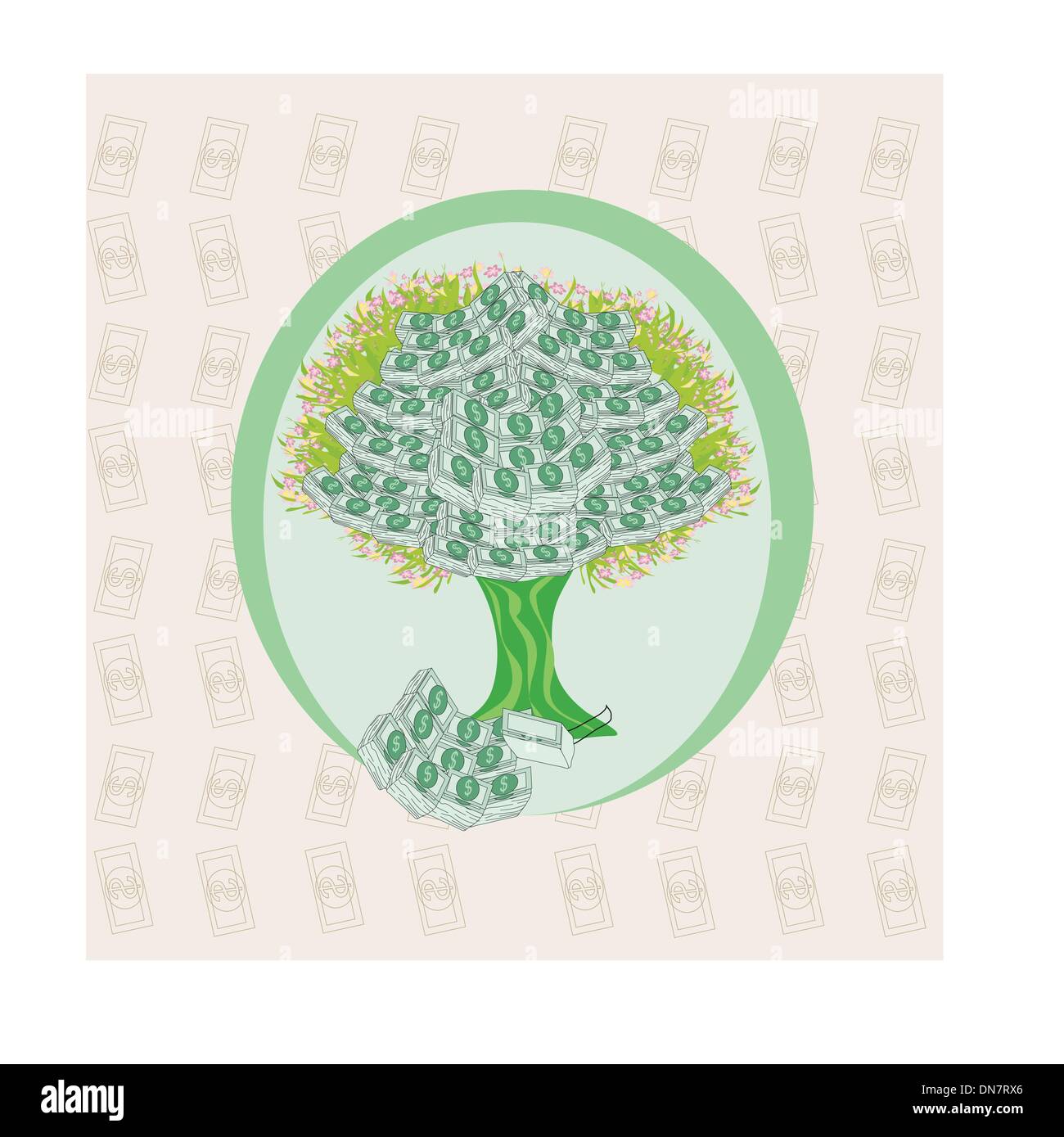 Il denaro cresce sugli alberi - scheda astratto Illustrazione Vettoriale
