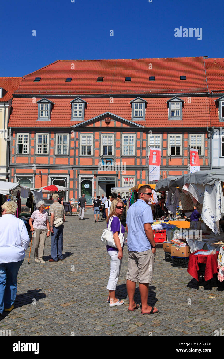 Waren, Lago Mueritz, la piazza del mercato, Meclemburgo-Pomerania, Germania, Europa Foto Stock