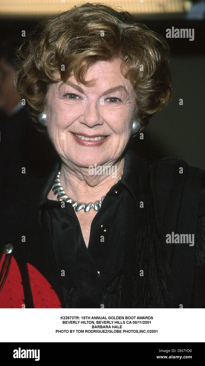 Agosto 13, 2001 - K22673TR: 19TH Annuale GOLDEN BOOT AWARDS.Beverly Hilton di BEVERLY HILLS CA 08/11/2001.BARBARA HALE. TOM RODRIGUEZ/ 2001(Credit Immagine: © Globo foto/ZUMAPRESS.com) Foto Stock