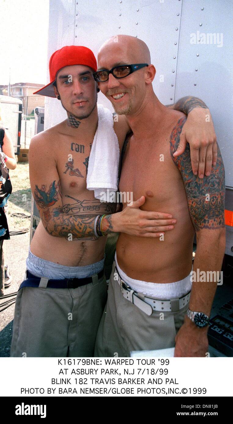 Luglio 18, 1999 - K16179BNE 18/07/99 .Warped Tour '99.A asbury park, N.J.. BLINK 182 Travis Barker e PAL. BARA NEMSER/ 1999(Credit Immagine: © Globo foto/ZUMAPRESS.com) Foto Stock