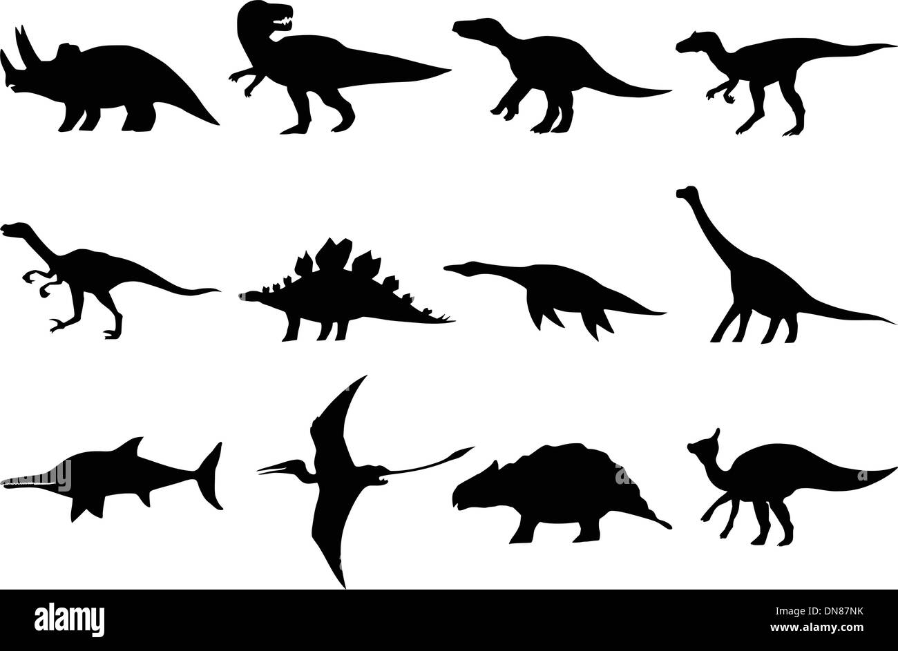 Insieme di diversi dinosauri Illustrazione Vettoriale