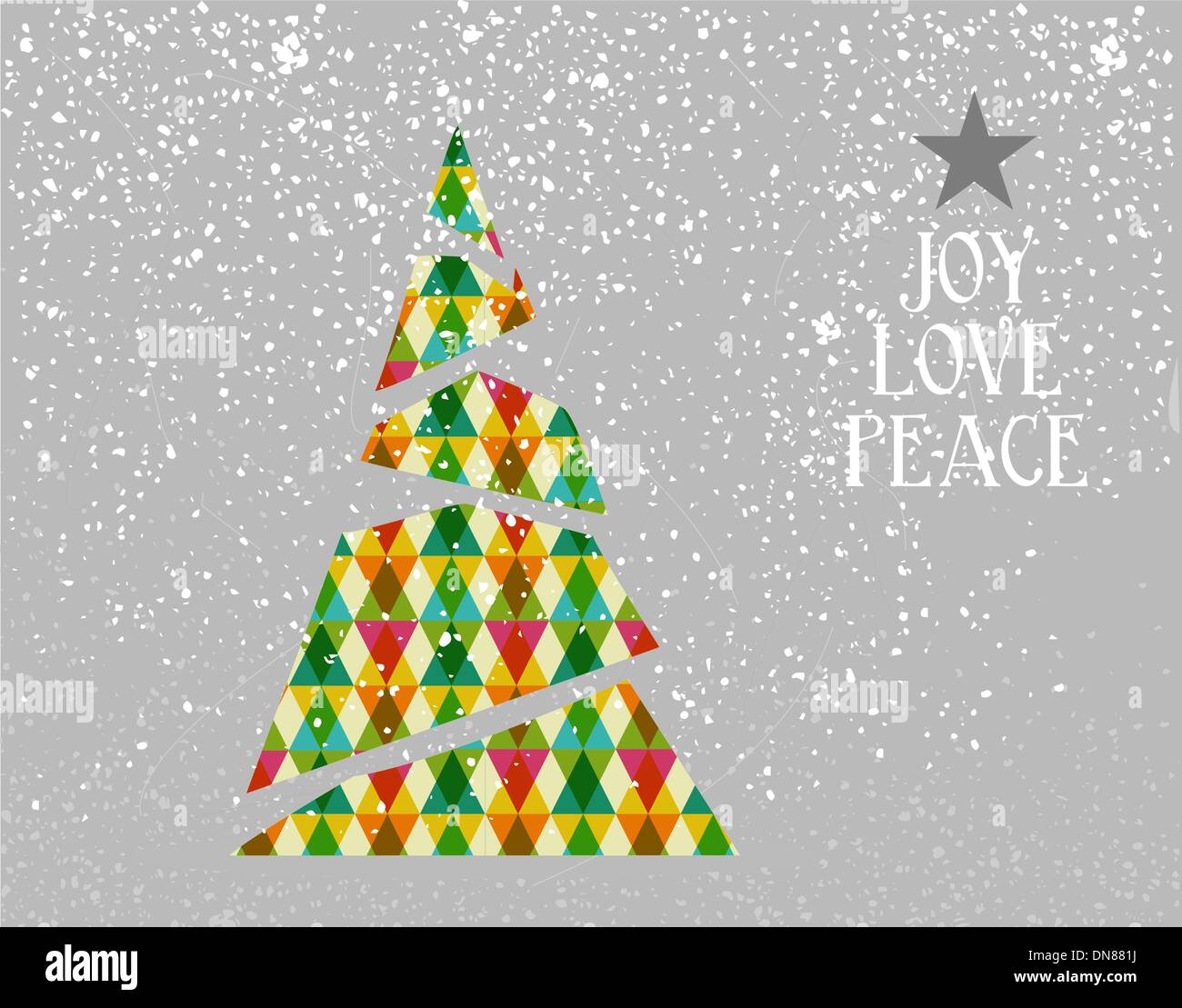 Buon Natale albero colorato forma. Illustrazione Vettoriale
