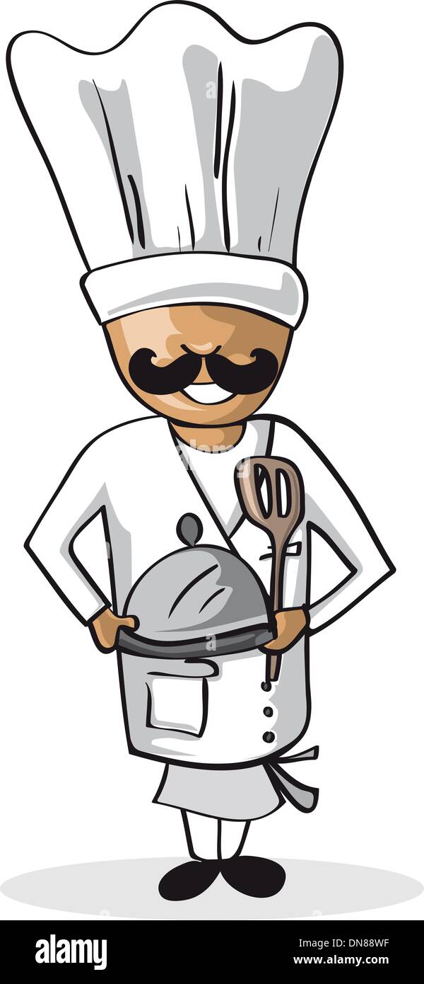 Professione chef cuoco uomo figura del fumetto. Illustrazione Vettoriale