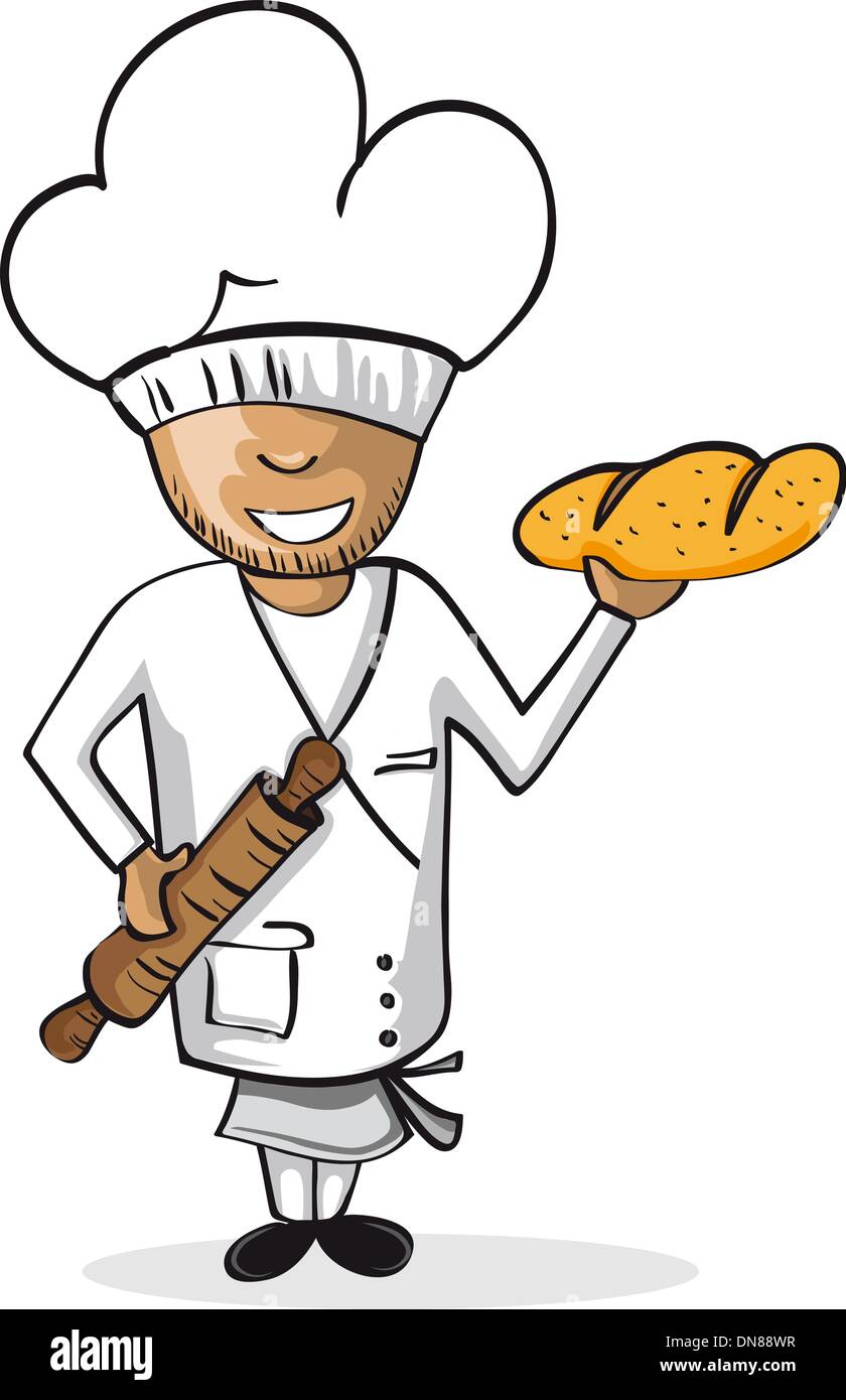 Professione lavoratore baker figura del fumetto. Illustrazione Vettoriale