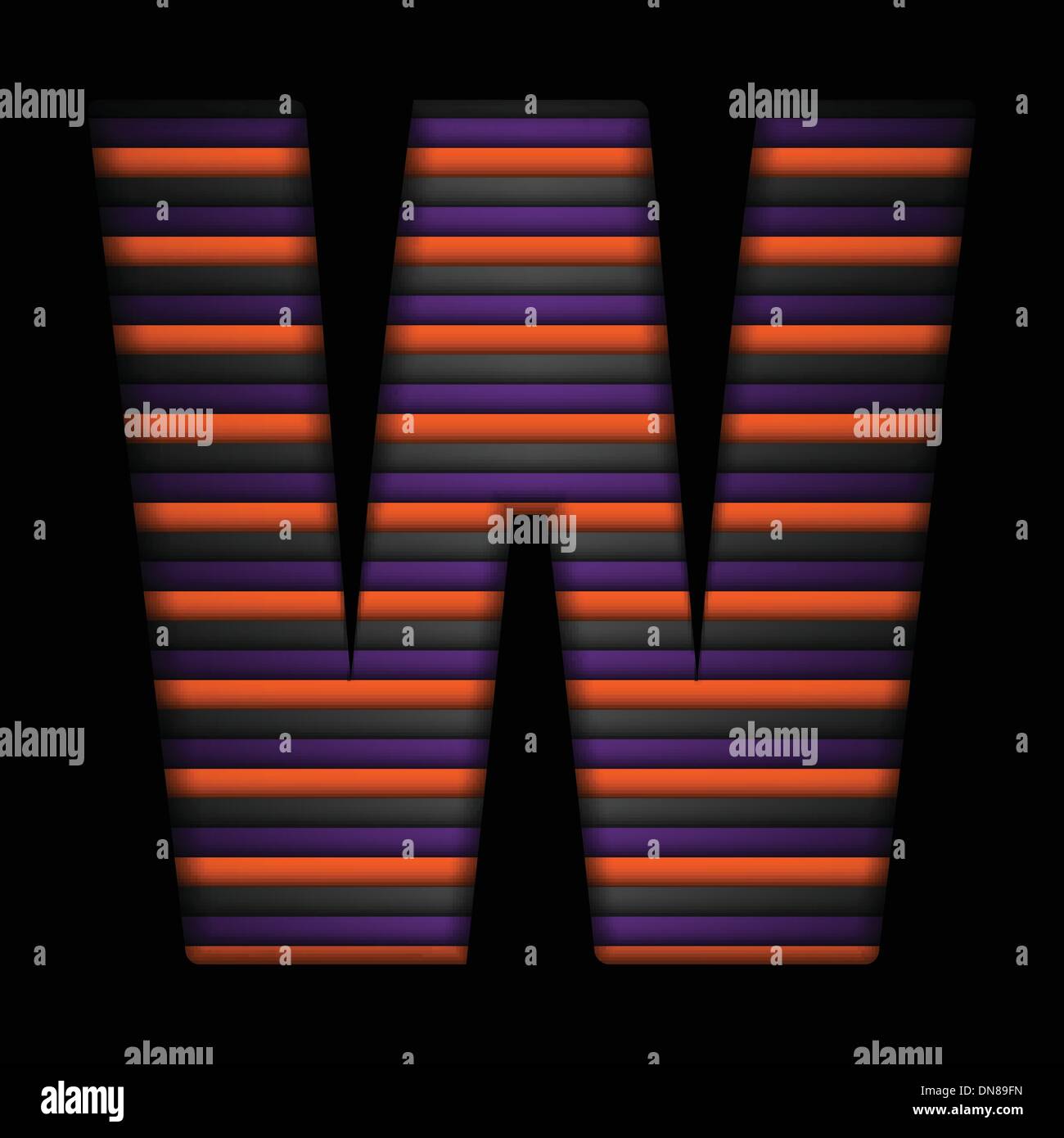 Alfabeto di Halloween lettere nero a strisce Arancioni vettore viola Illustrazione Vettoriale