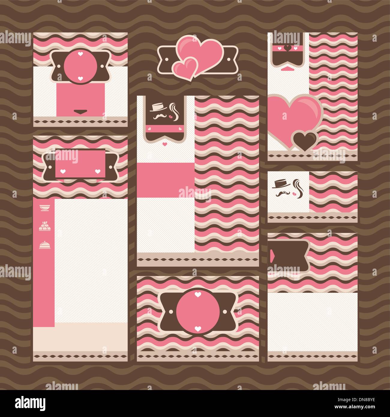 Set di moderne schede di nozze Illustrazione Vettoriale