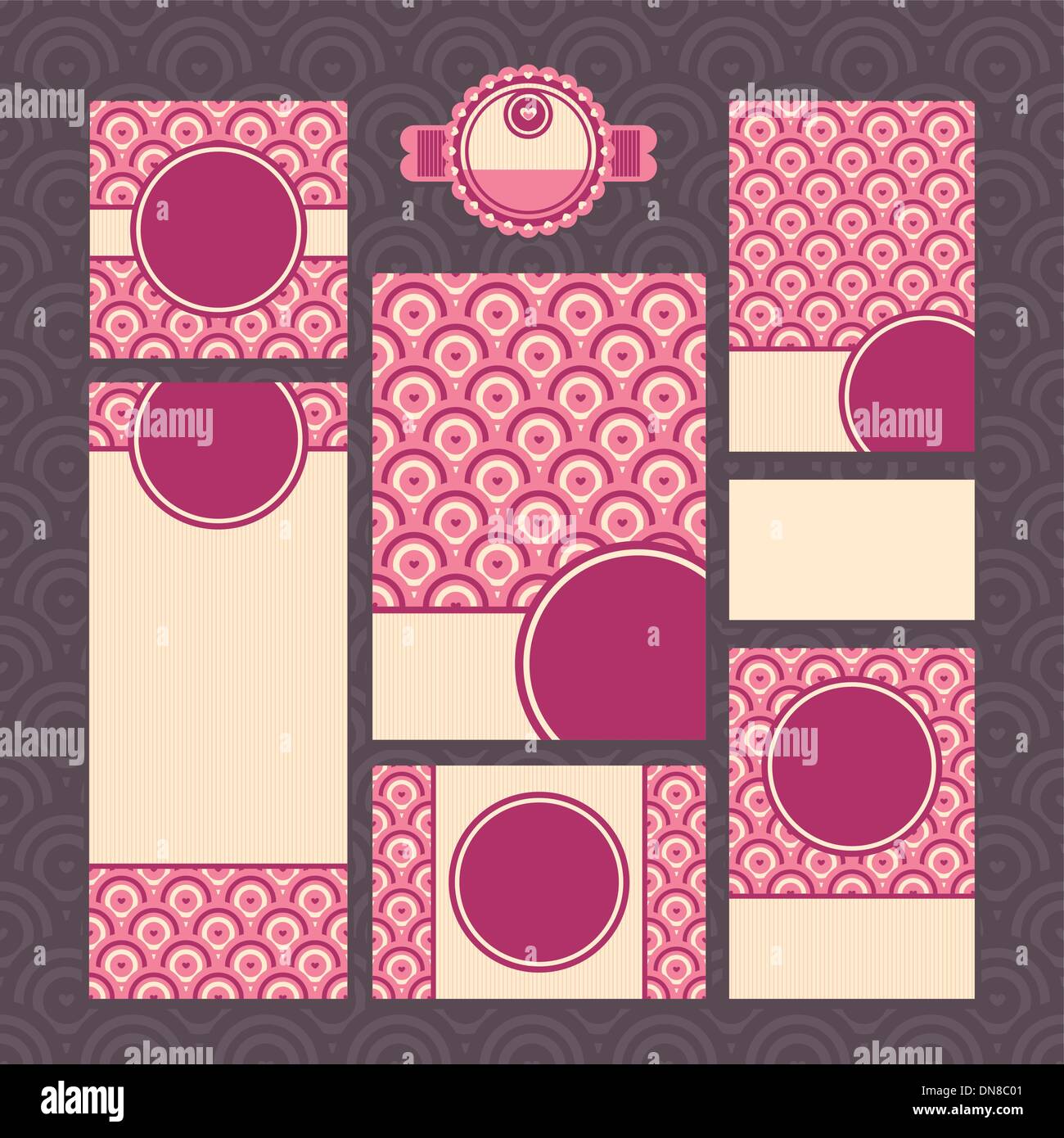 Set di moderne schede di nozze Illustrazione Vettoriale