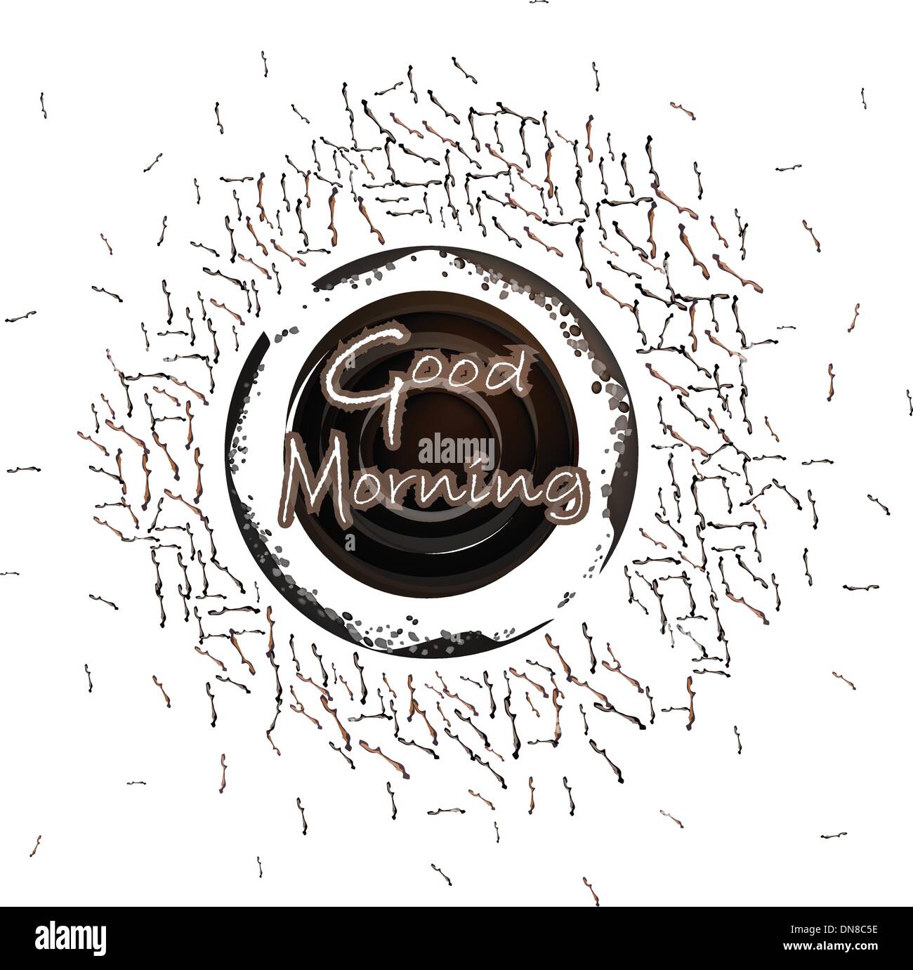 Una tazza di caffè caldo con una buona parola di mattina Illustrazione Vettoriale