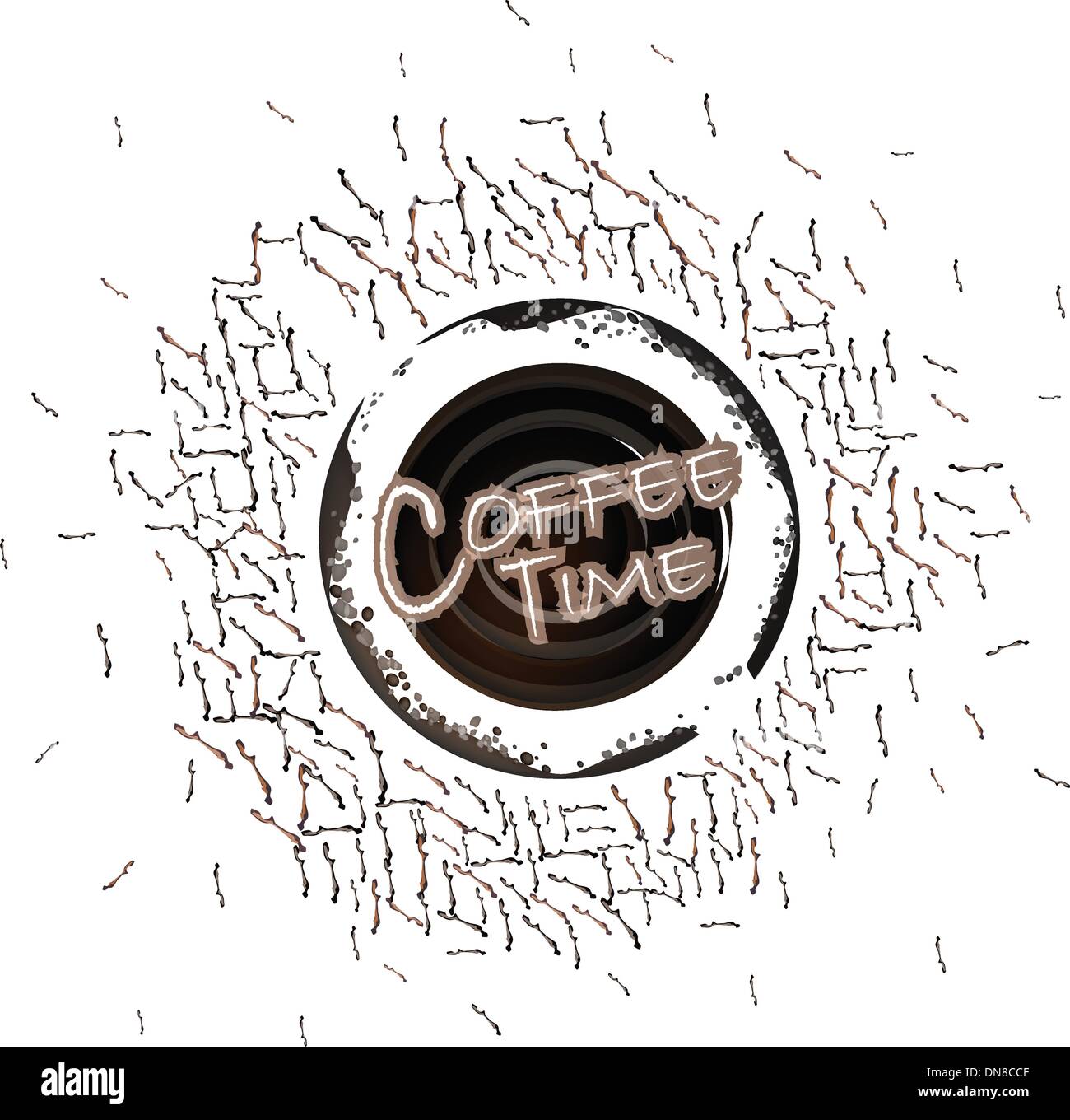 Una tazza di caffè caldo con caffè parola di tempo Illustrazione Vettoriale