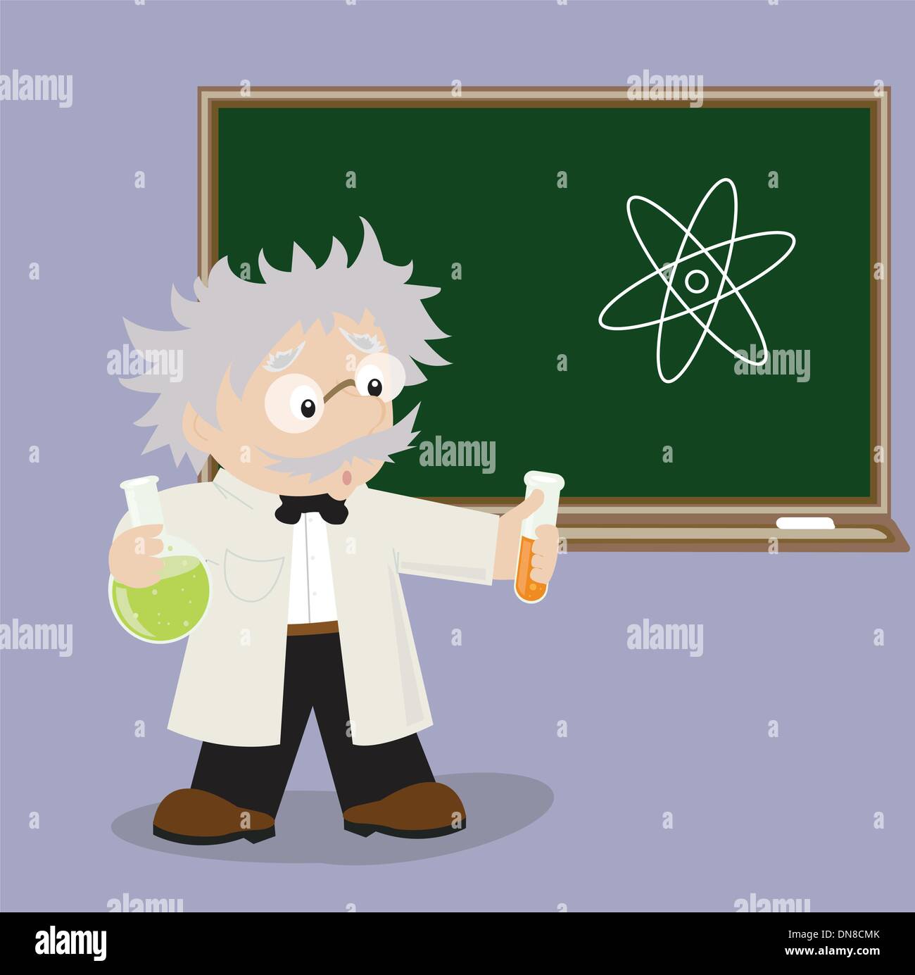 Funny cartoon scienziato in pose diverse da utilizzare nella pubblicità, presentazioni, brochure, blog, documenti e moduli, ecc. Illustrazione Vettoriale