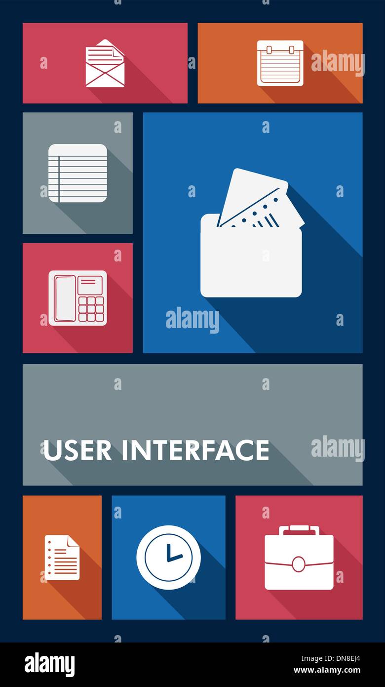 Business colorati applicazioni di interfaccia utente Interfaccia utente Icone piana. Illustrazione Vettoriale