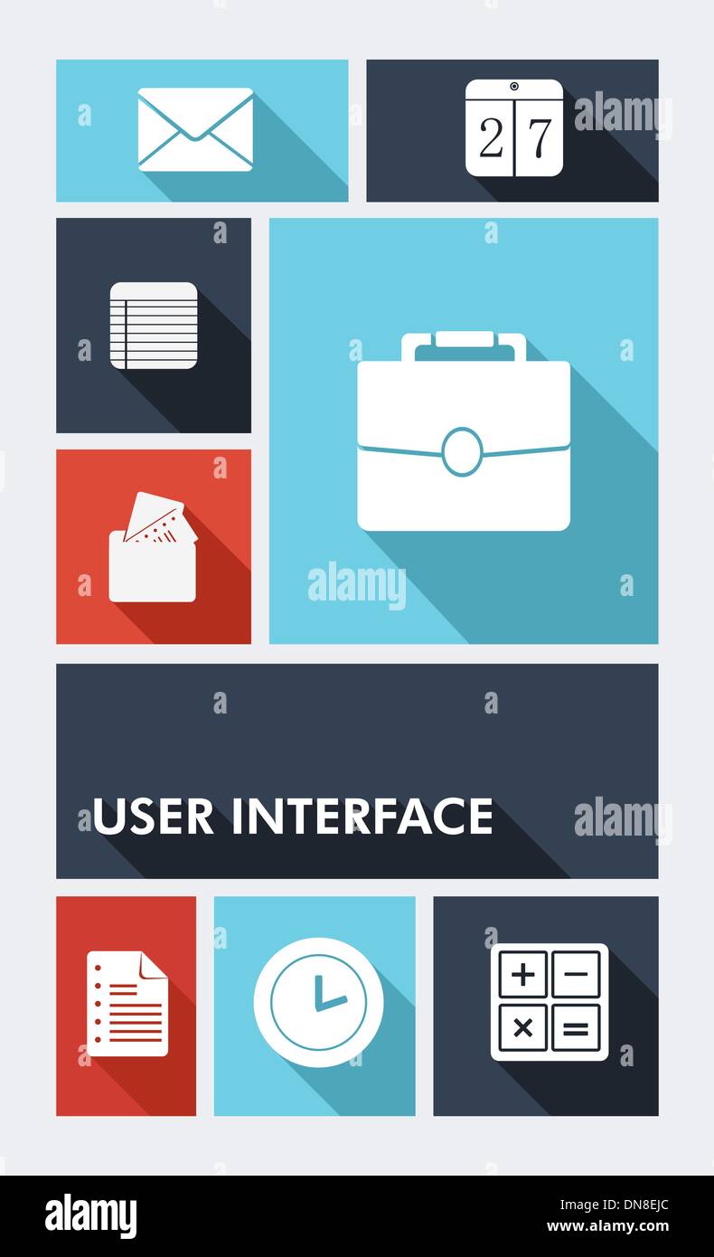 Business colorati applicazioni di interfaccia utente Interfaccia utente Icone piana. Illustrazione Vettoriale