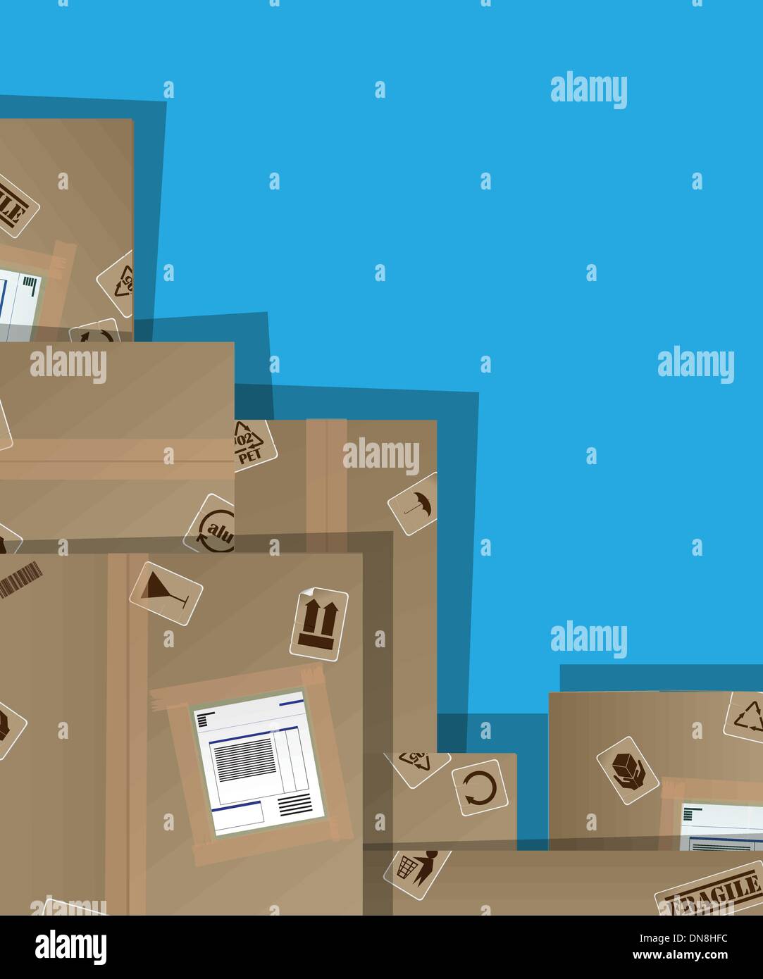 Pila di scatole di cartone Illustrazione Vettoriale