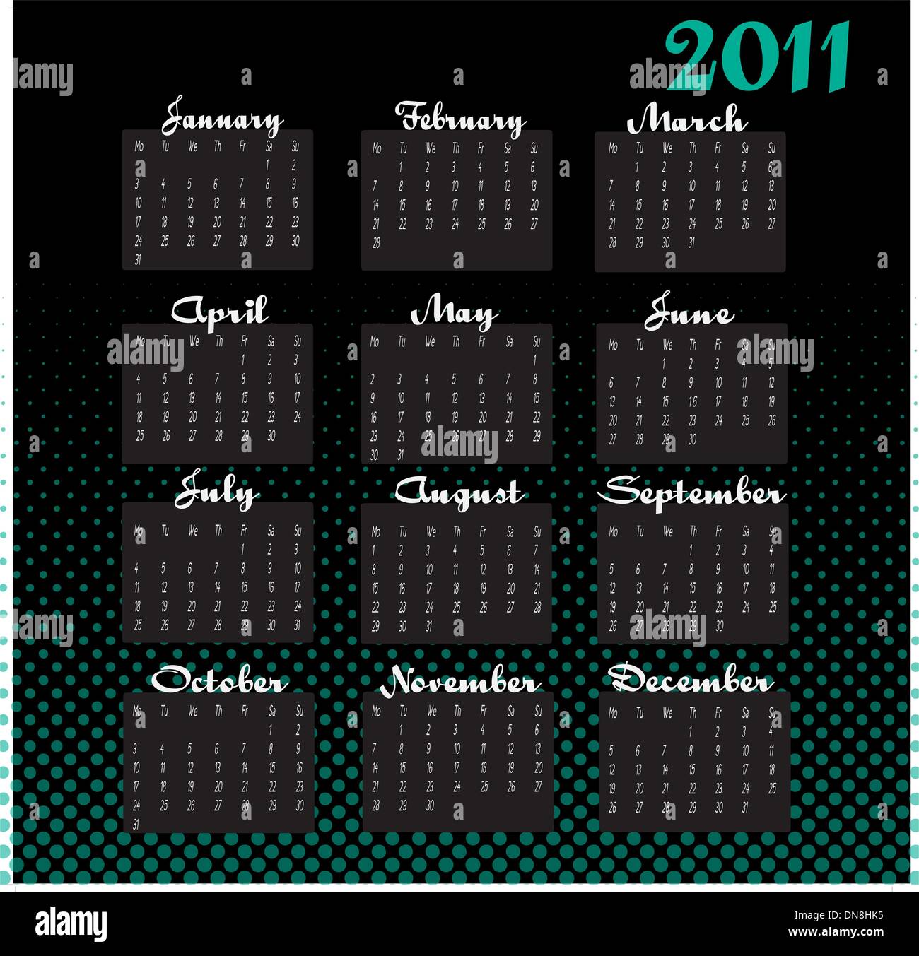 12 mesi di calendario per il 2011 Illustrazione Vettoriale