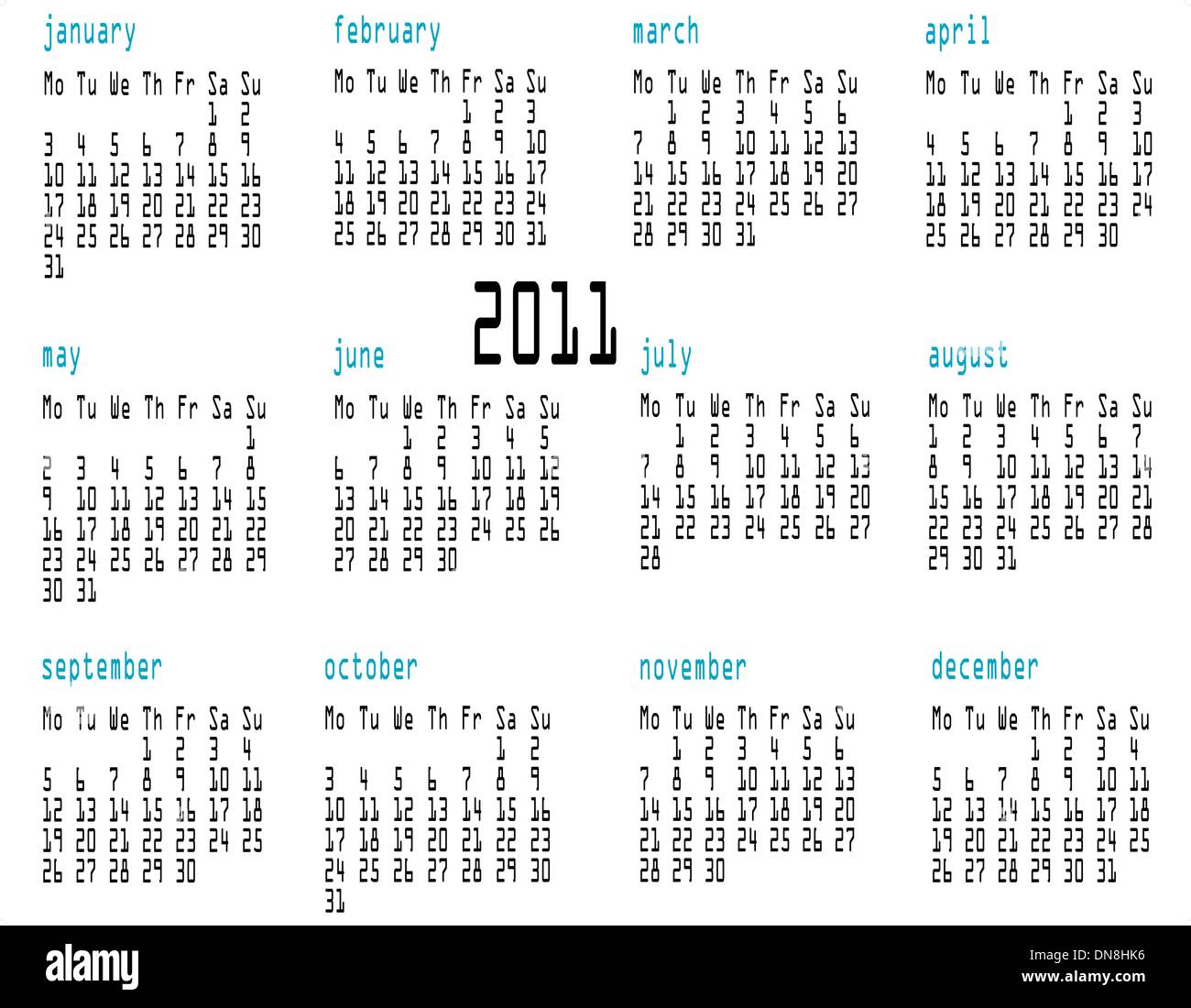 12 mesi di calendario per il 2011 Illustrazione Vettoriale