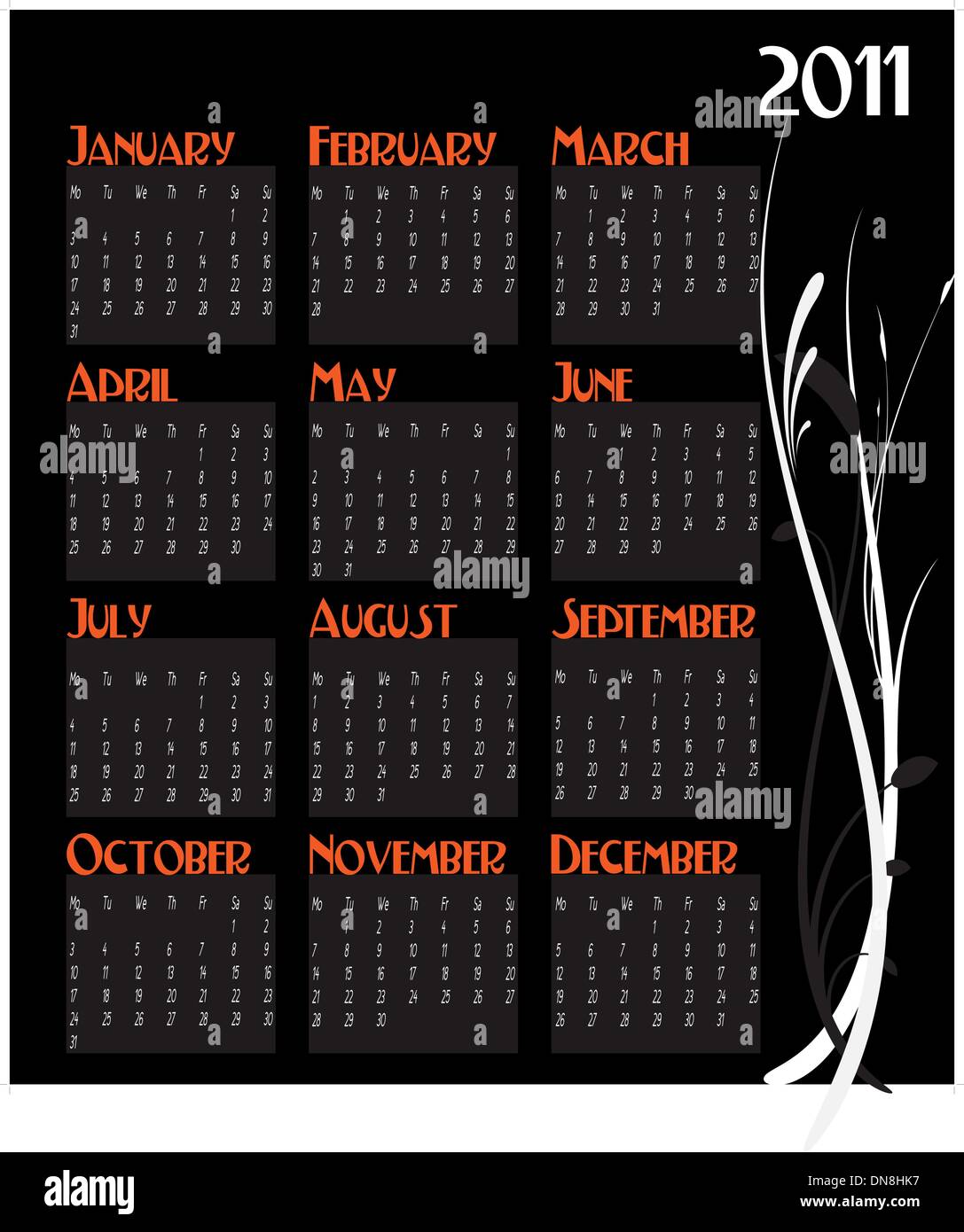Calendario 2011 Illustrazione Vettoriale