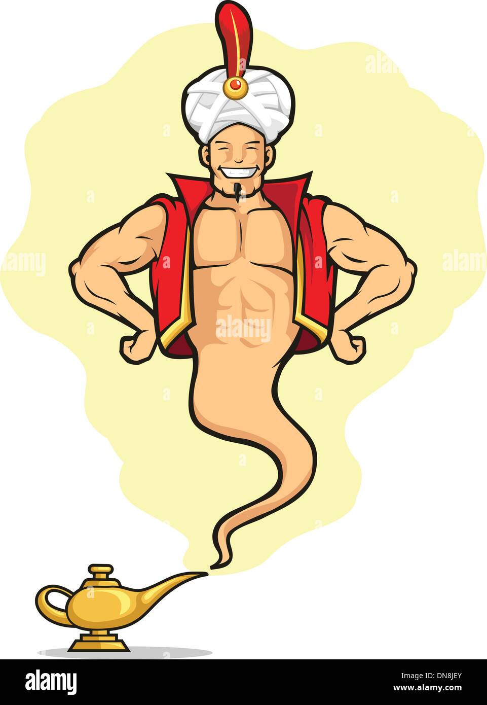 Genie appare dalla lampada magica Illustrazione Vettoriale