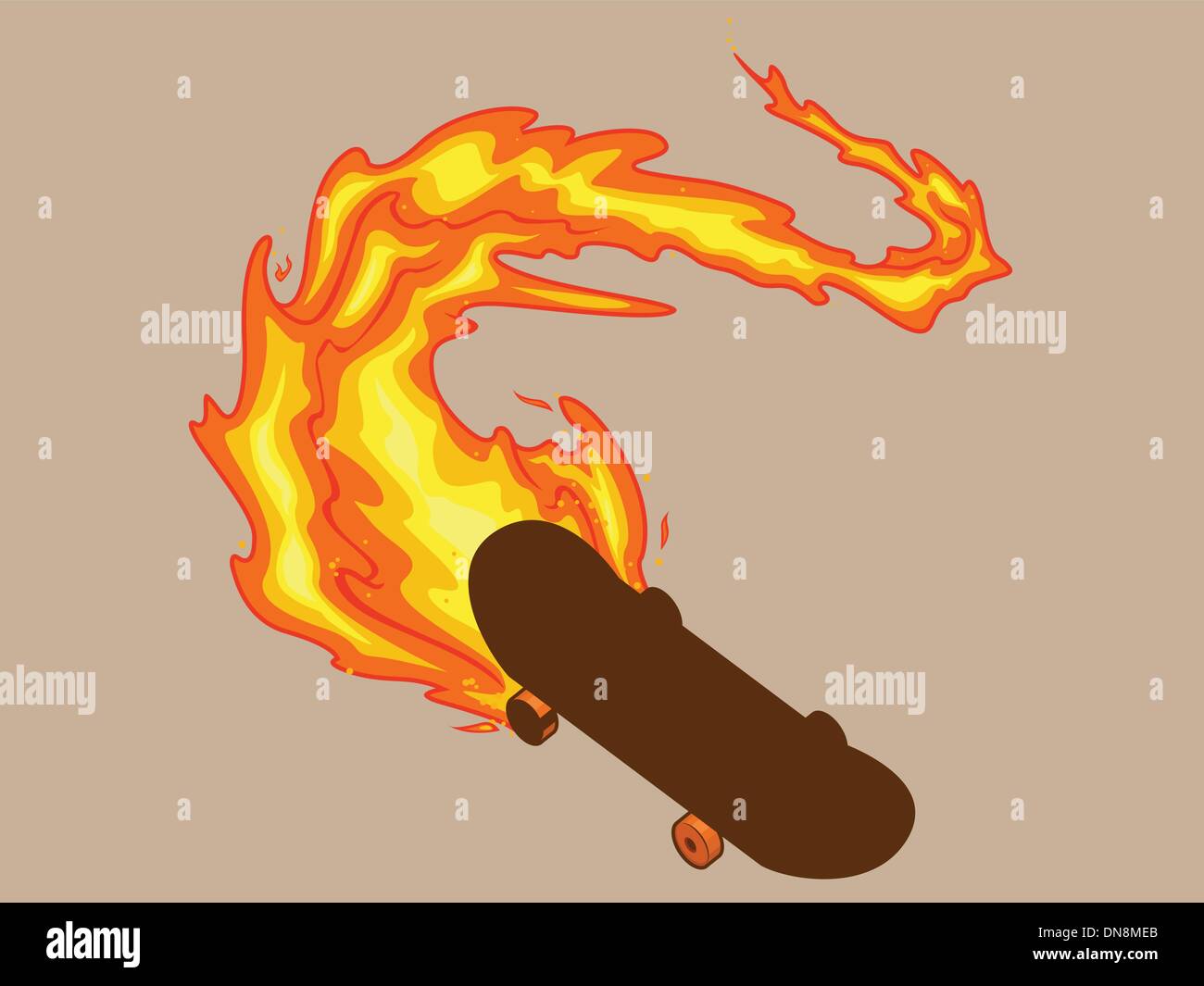 Blazing Skateboard Fiery Illustrazione Vettoriale