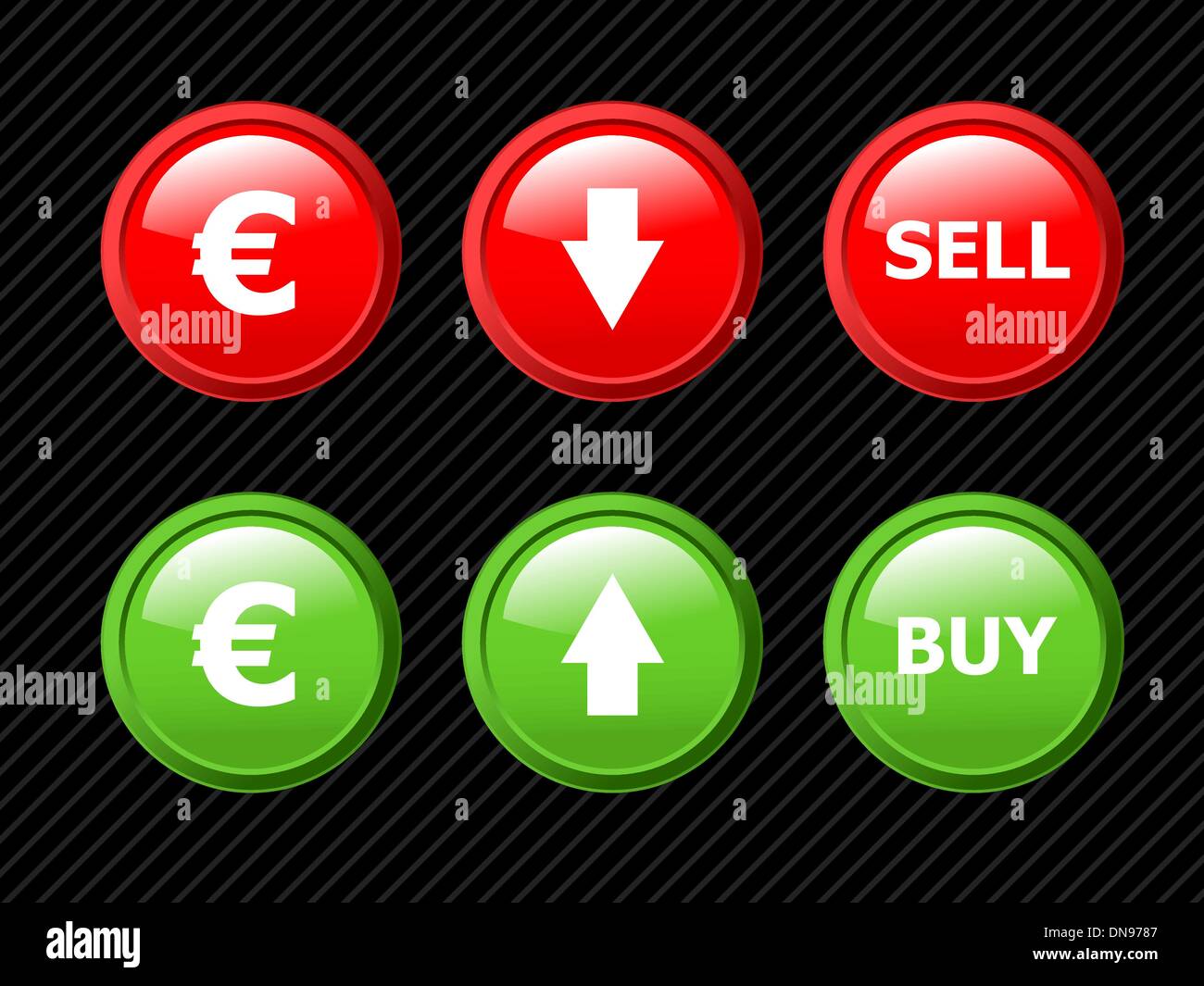 Set di icone vettoriali per euro cambio valuta il tema. Facile ed Illustrazione Vettoriale