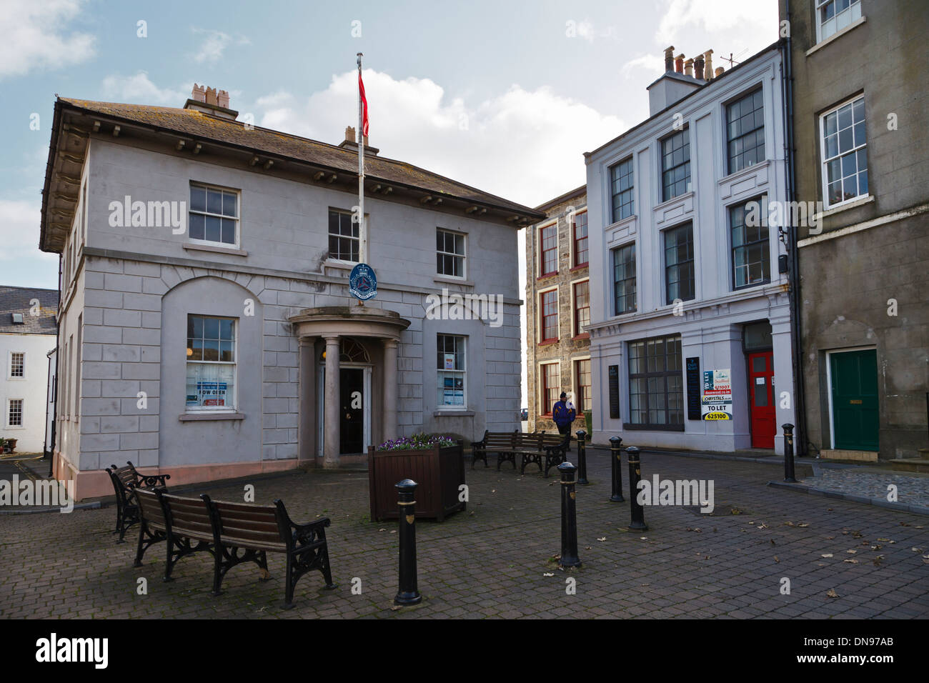 La vecchia casa di chiavi, la piazza del Parlamento, Castletown, Isola di Man Foto Stock