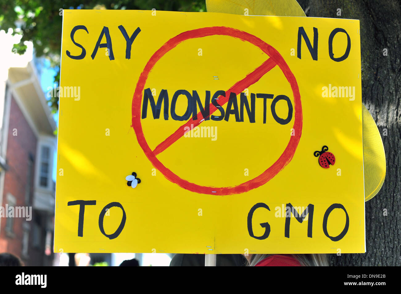 Un anti-Monsanto OGM protesta in Canada. Foto Stock