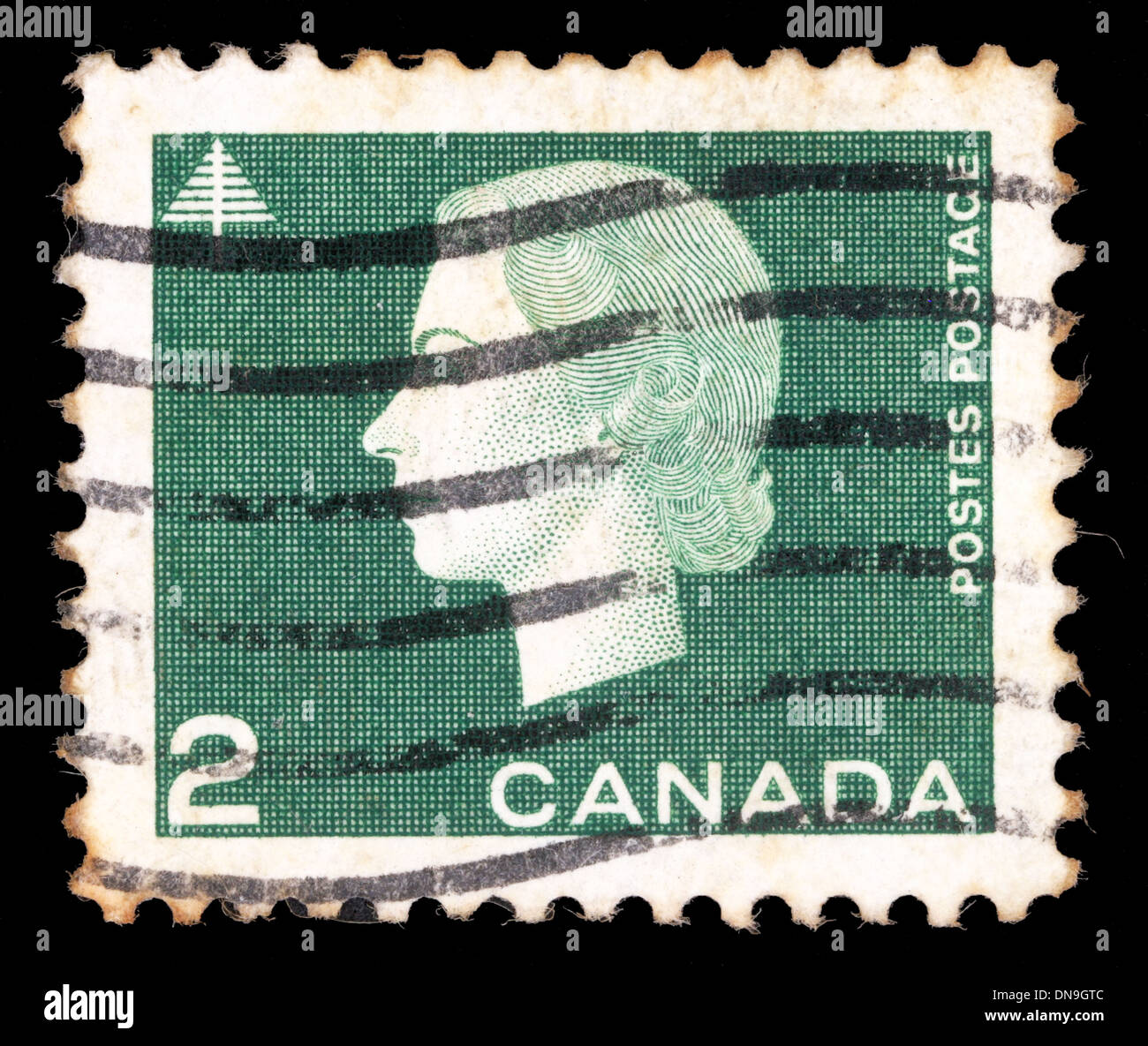 CANADA - 1962 CIRCA: timbro stampato dal Canada, mostra la regina Elisabetta II, 1962 circa Foto Stock