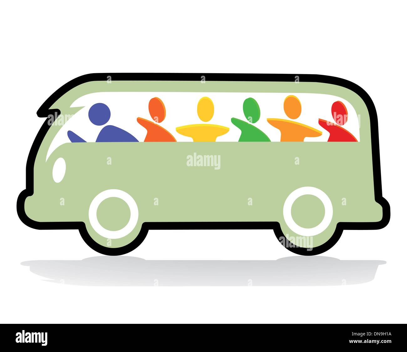 Happy bus hippie Illustrazione Vettoriale
