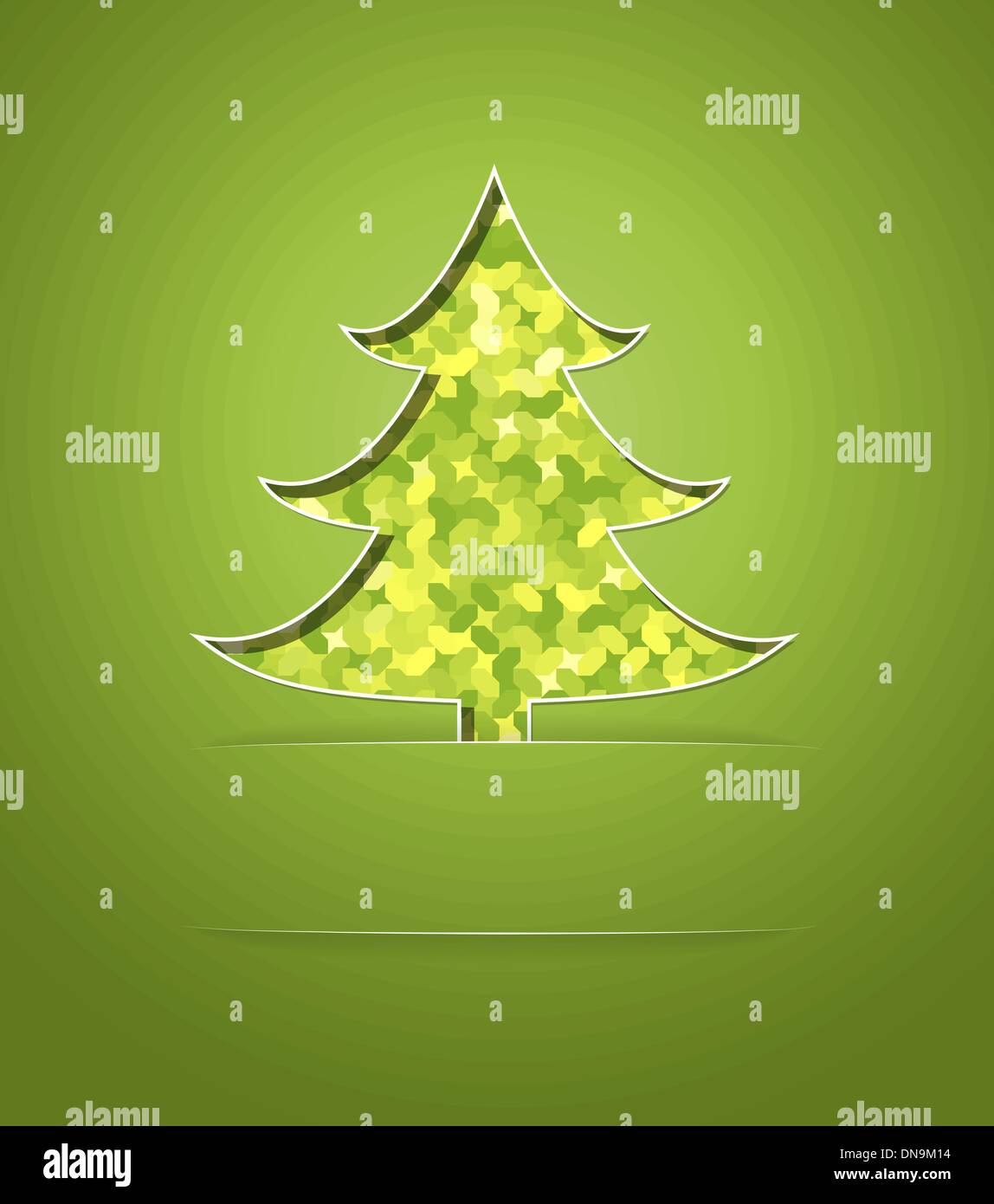 Scheda di Natale con mosaico verde tree Illustrazione Vettoriale