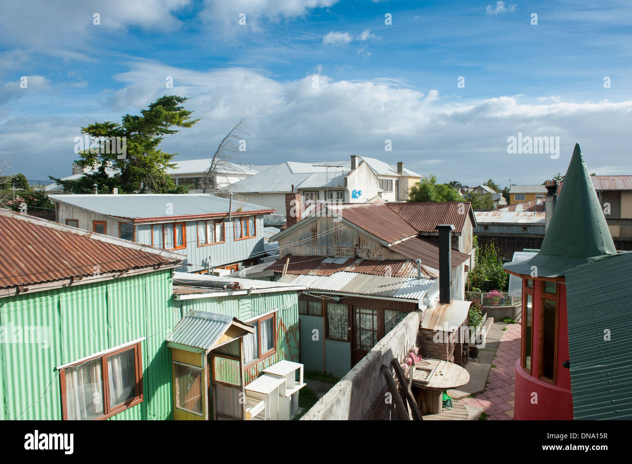 Raccolta di alloggiamento, Punta Arenas in Cile Foto Stock