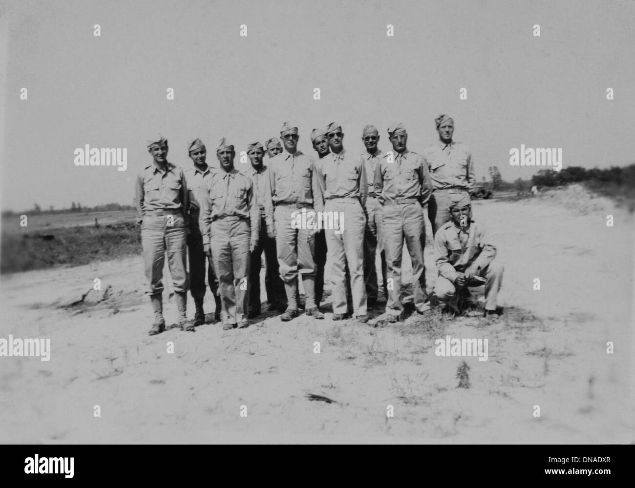 I militari in uniforme, ritratto, durante la seconda guerra mondiale, HQ 2° Battaglione, 389a di fanteria, US Army Base Militare, Indiana, USA, 1942 Foto Stock