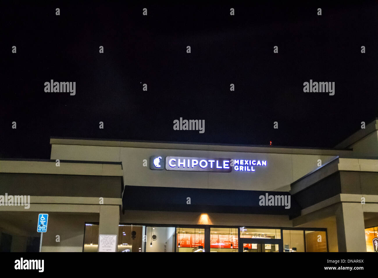 Chipotle Mexican Grill segno di notte Foto Stock