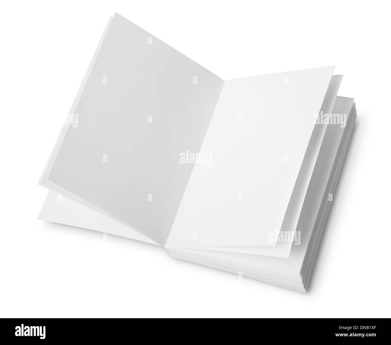 Fustellato aperto il notebook isolati su sfondo bianco Foto Stock