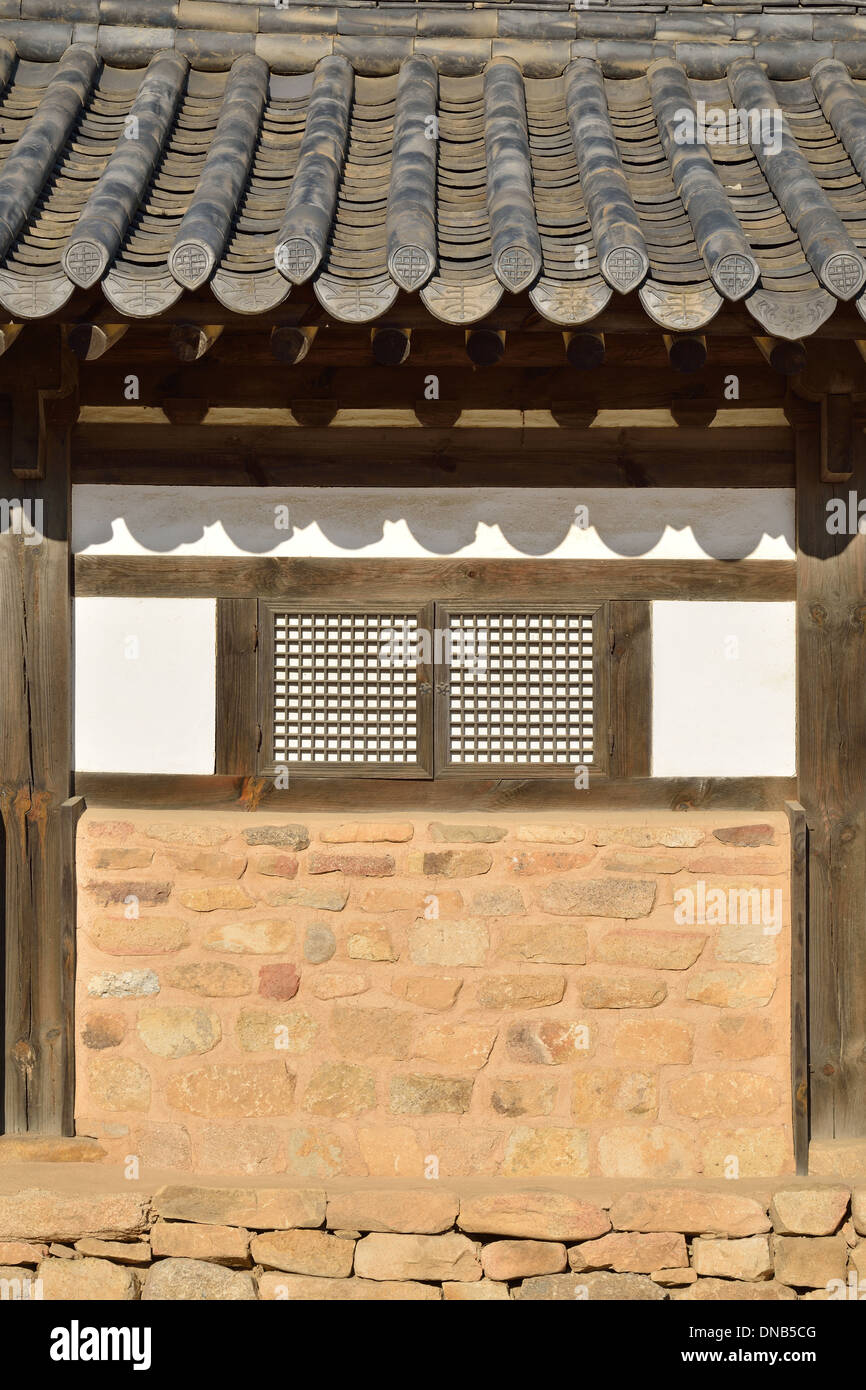 Dettaglio della parete del generale coreano casa tradizionale Foto Stock