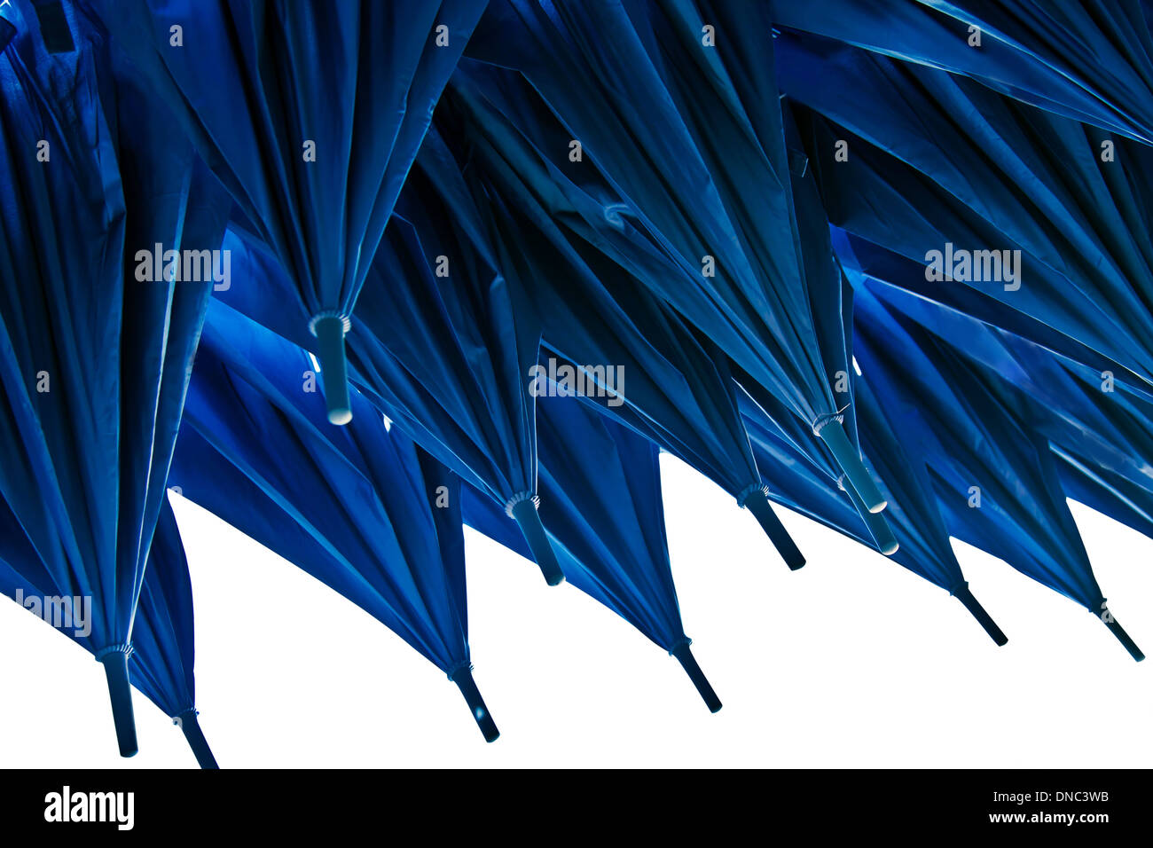 Ombrelli blu Foto Stock