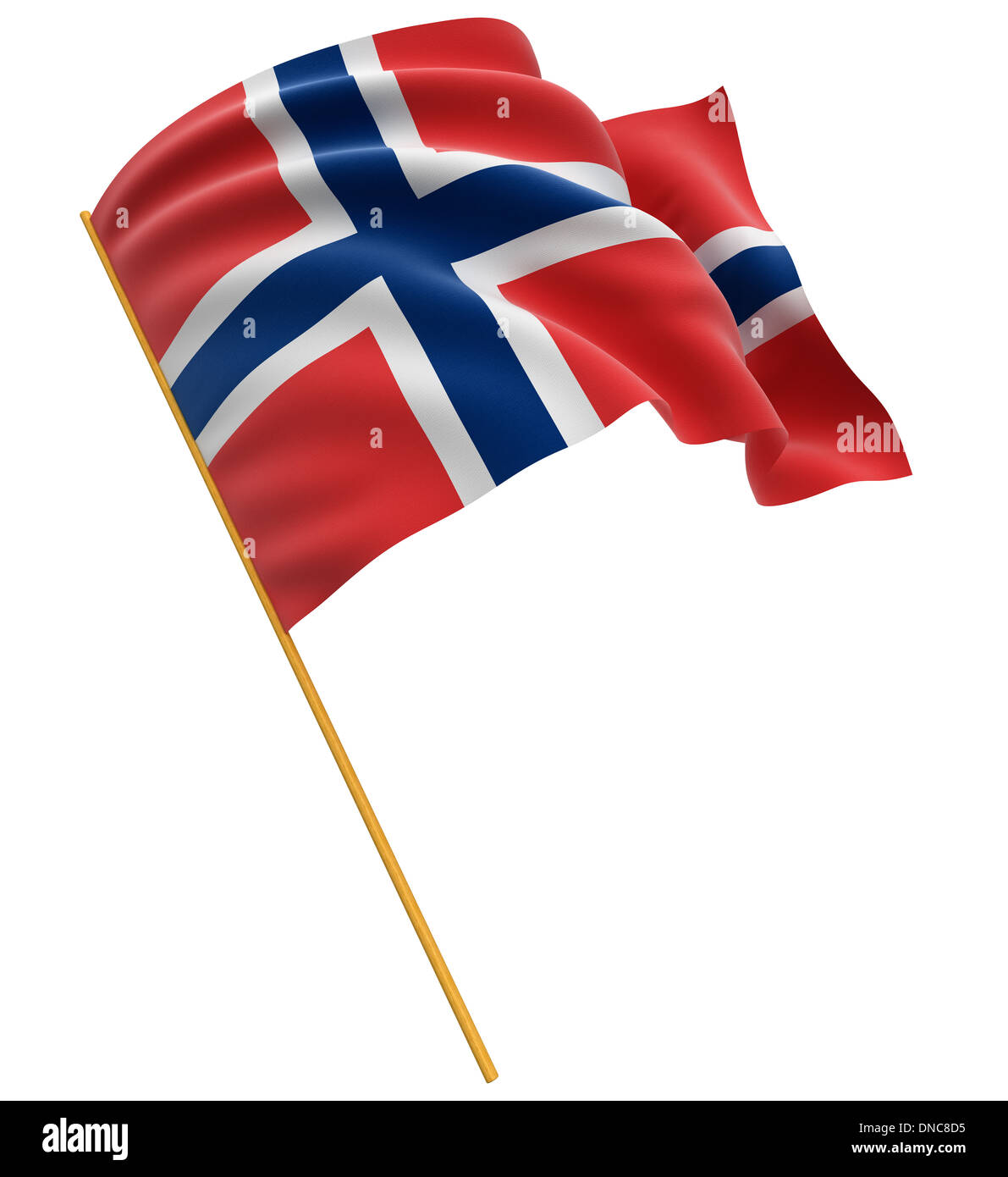3D bandiera norvegese (percorso di clipping incluso) Foto Stock
