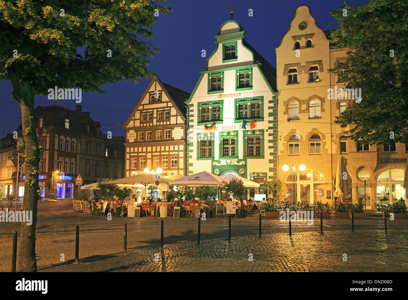 In Germania, in Turingia, Erfurt di notte Foto Stock