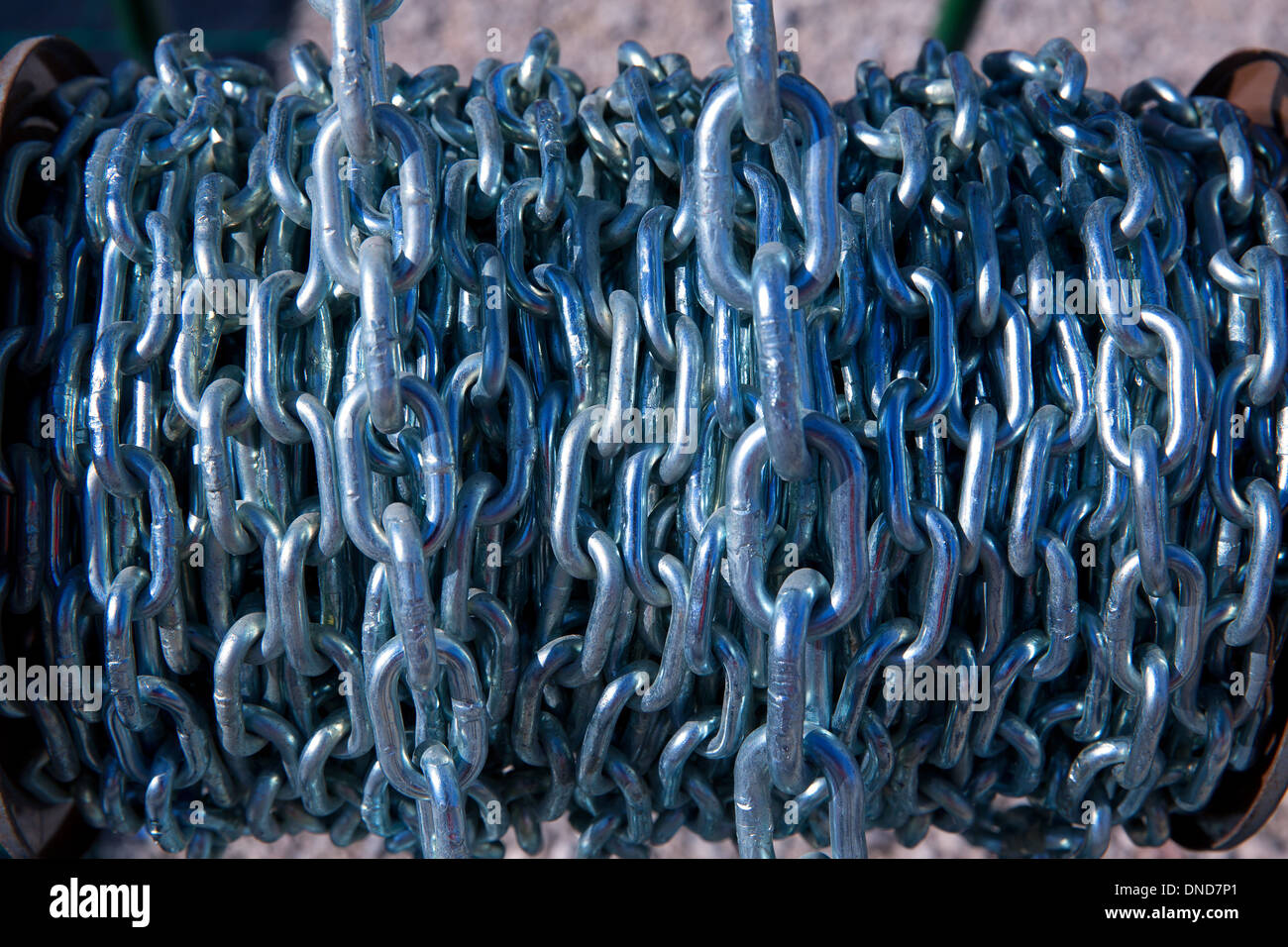 Catena hardware aspo in acciaio zincato di sfondo del modello Foto Stock