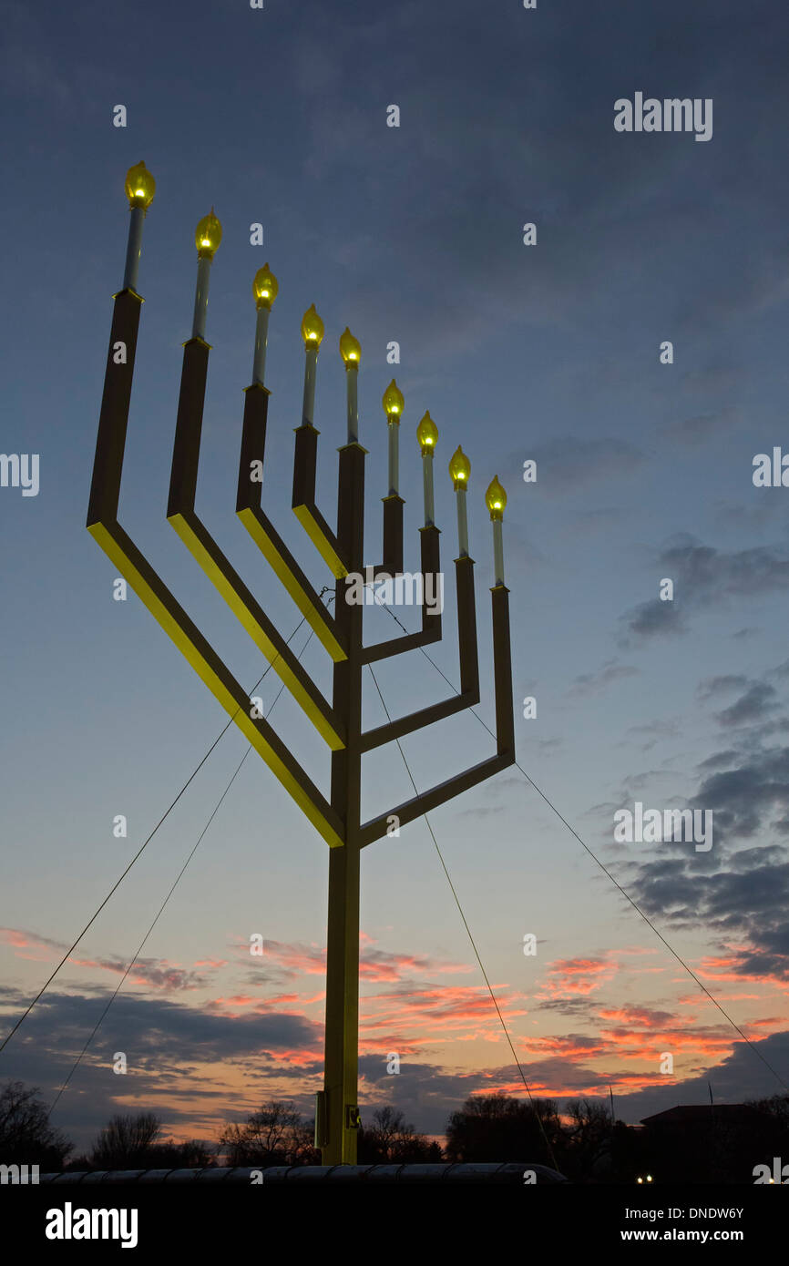 Washington, DC - il National Hanukkah Menorah sull'ellisse vicino alla Casa Bianca. Foto Stock