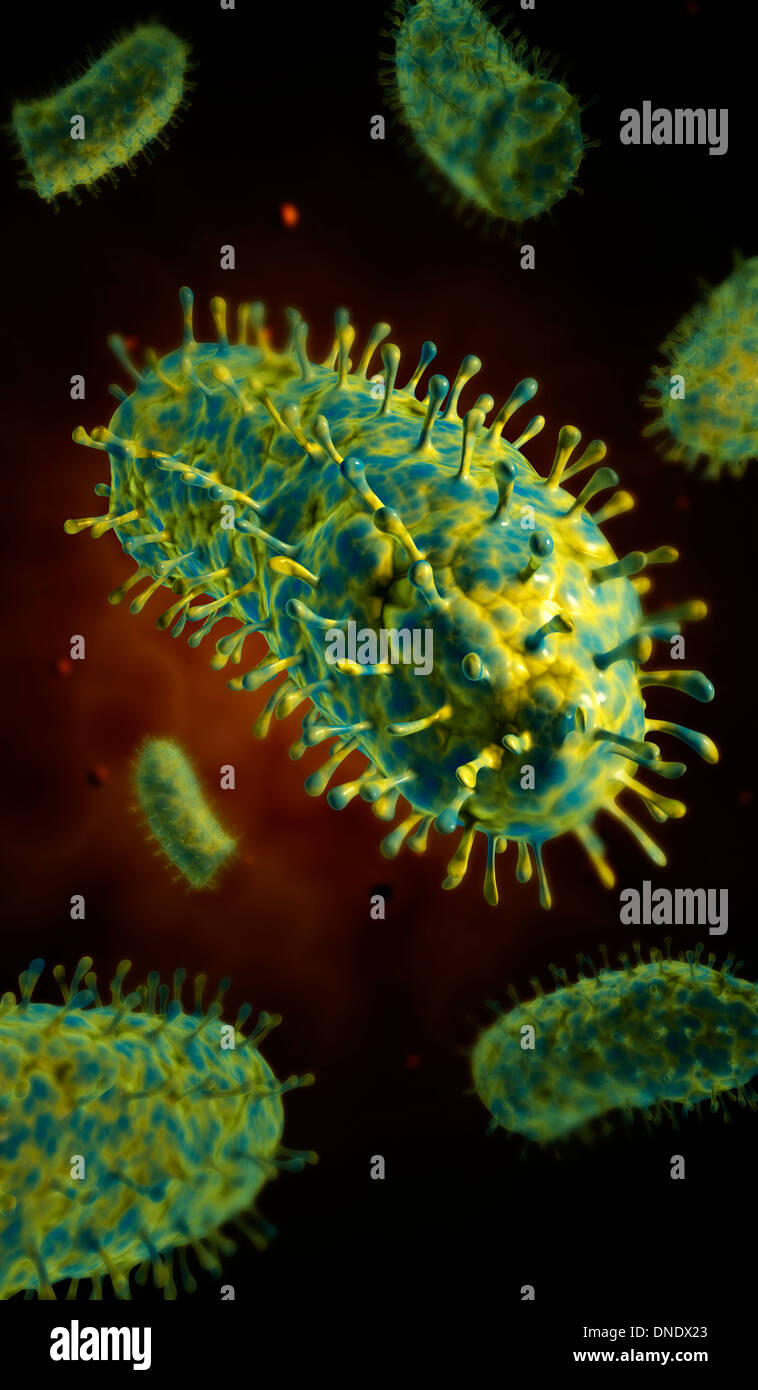 Immagine concettuale del virus della rabbia. Foto Stock