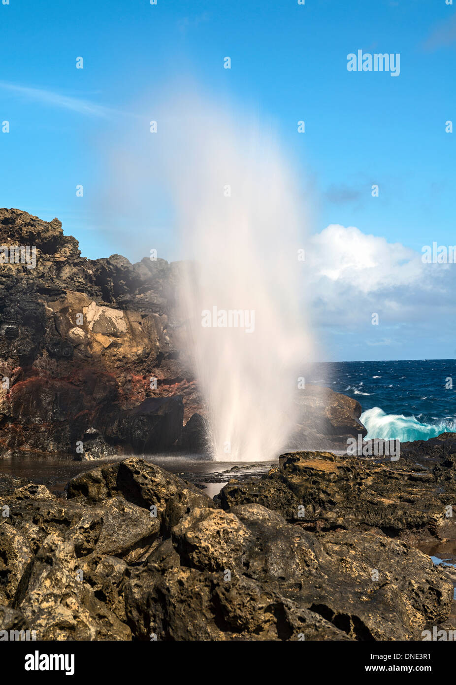 L'eruzione di Nakalele Blowhole in Maui. Foto Stock